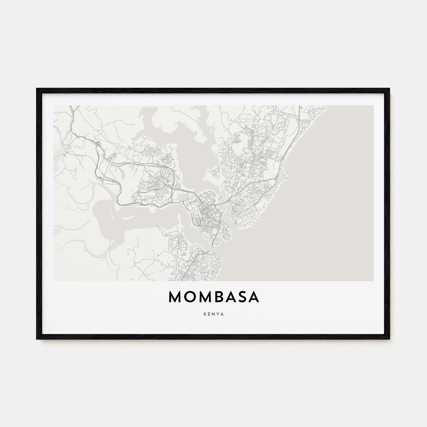 Mombasa Map Landscape Poster