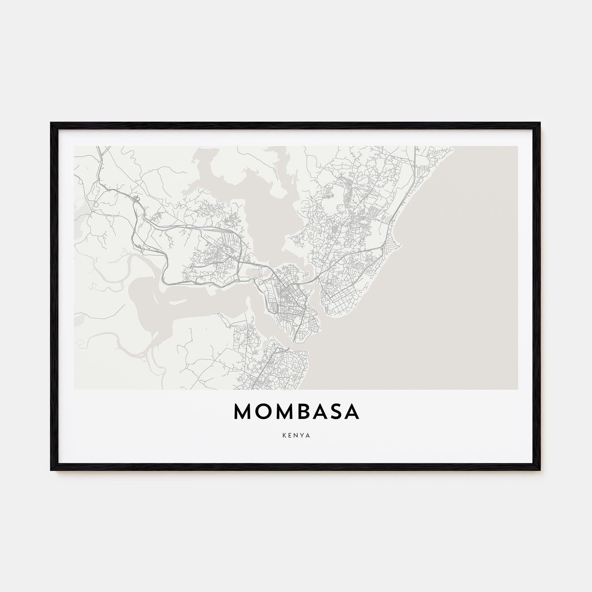 Mombasa Map Landscape Poster