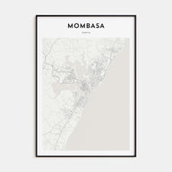 Mombasa Map Portrait Poster