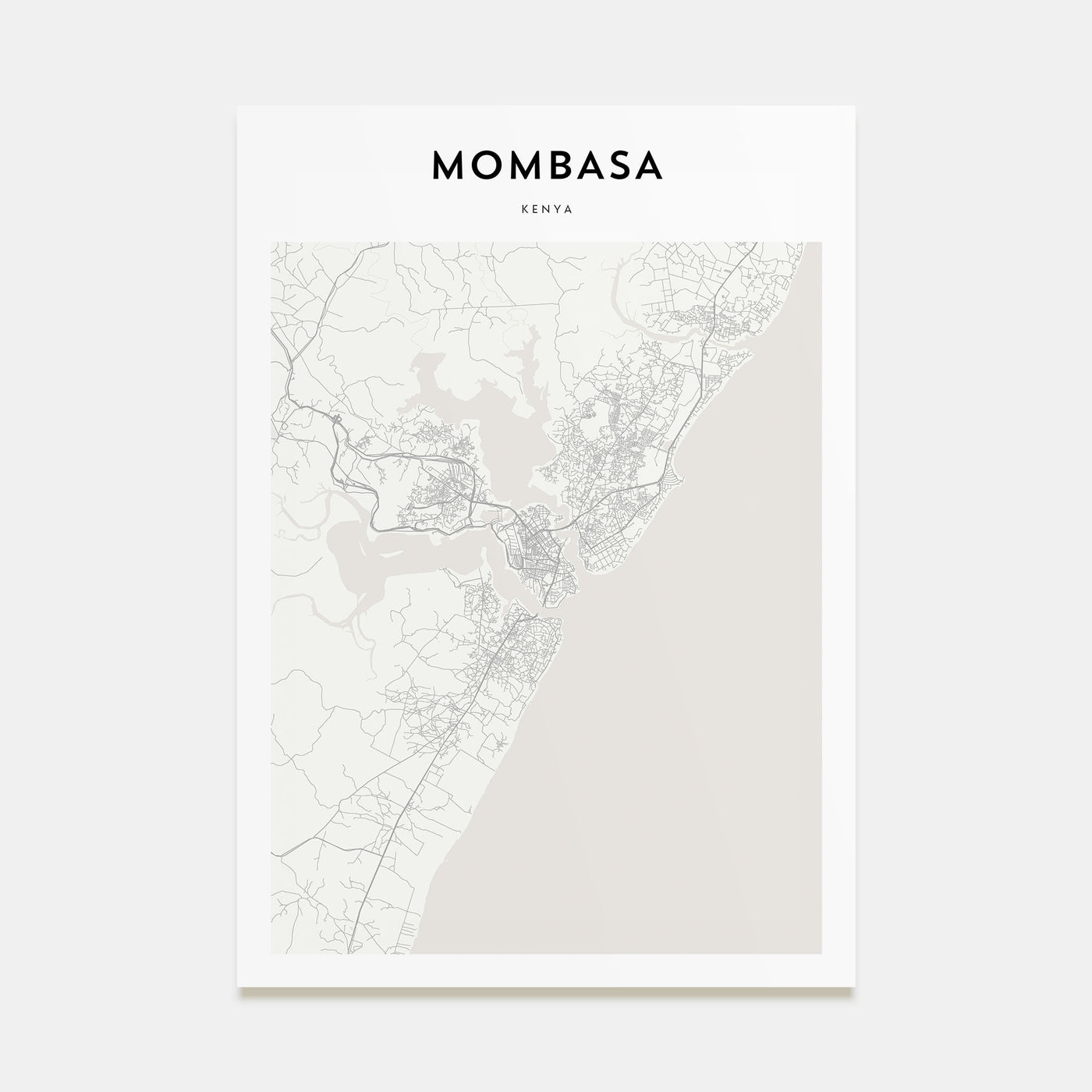 Mombasa Map Portrait Poster