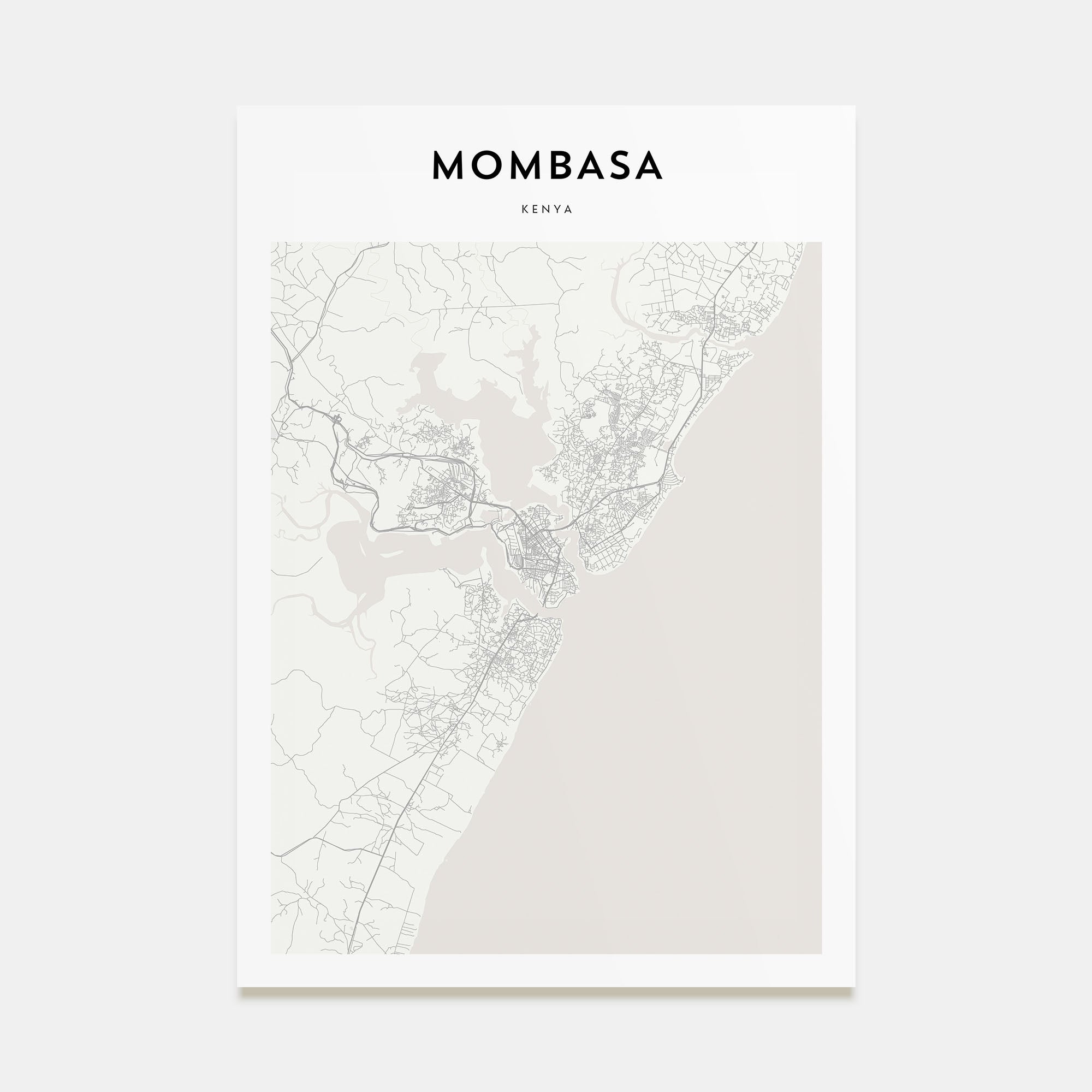 Mombasa Map Portrait Poster