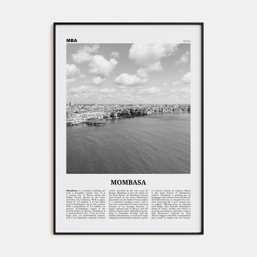 Mombasa Travel B&W Poster