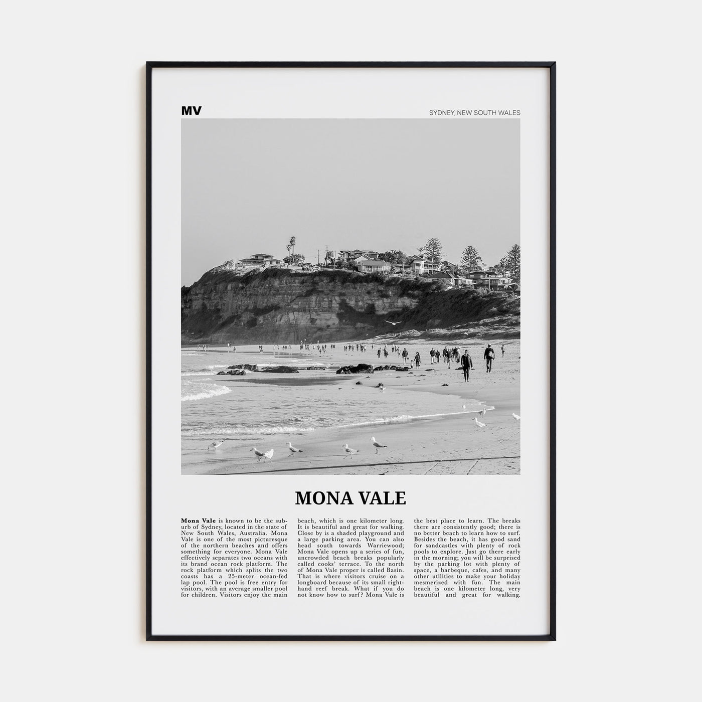 Mona Vale Travel B&W Poster