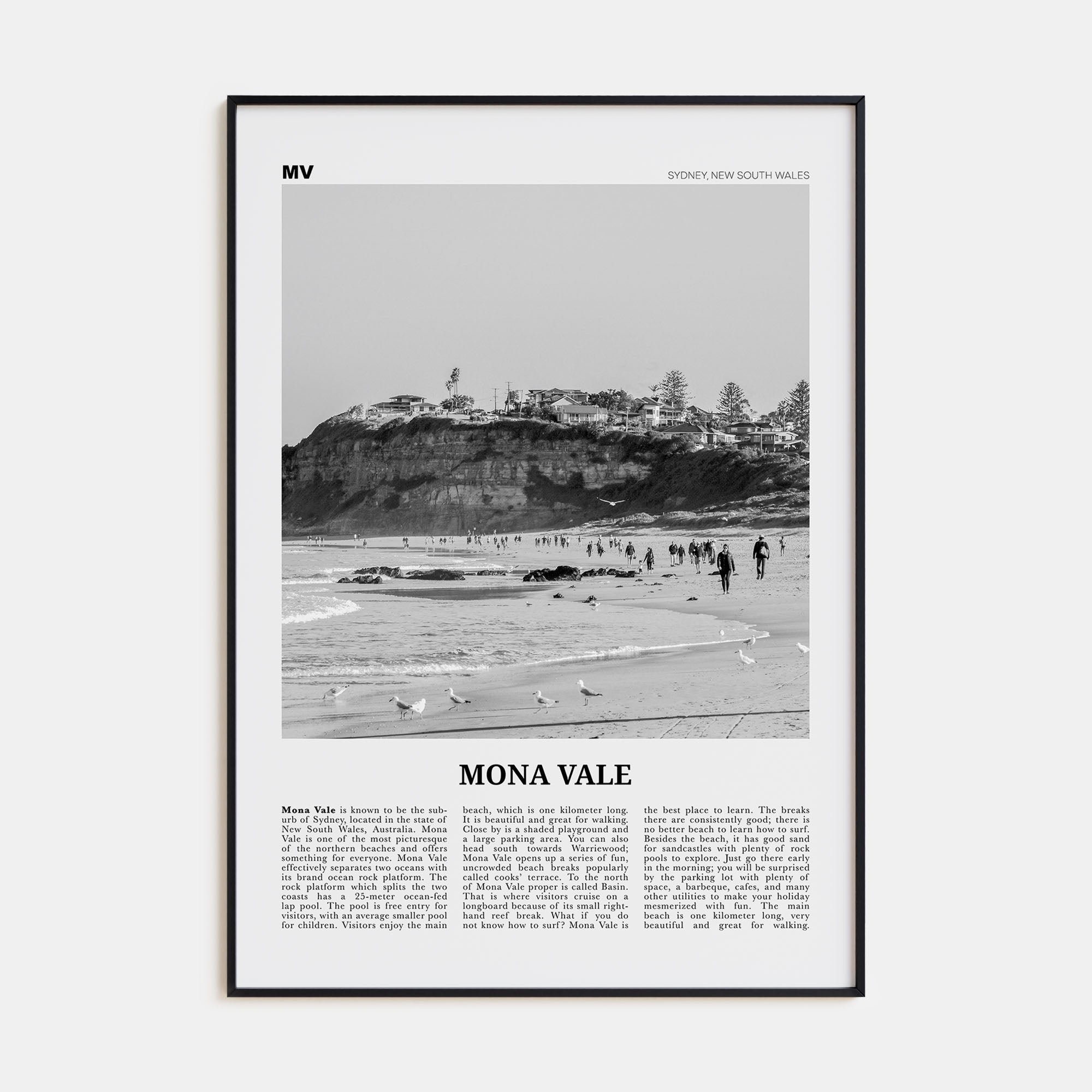 Mona Vale Travel B&W Poster