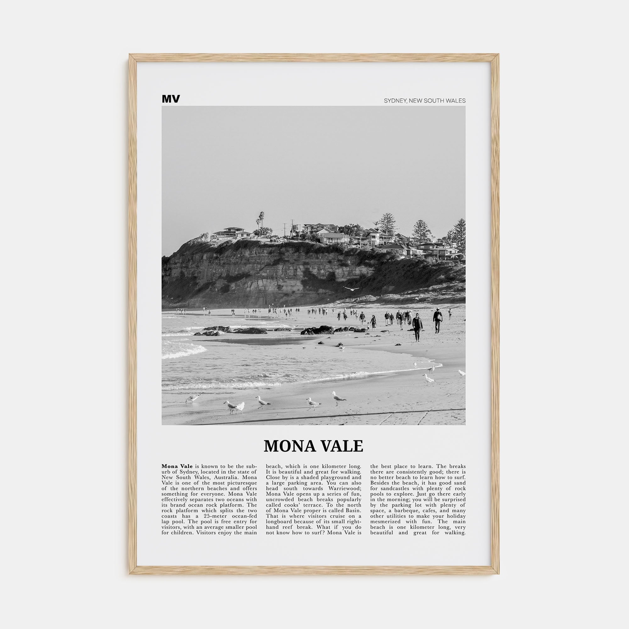 Mona Vale Travel B&W Poster