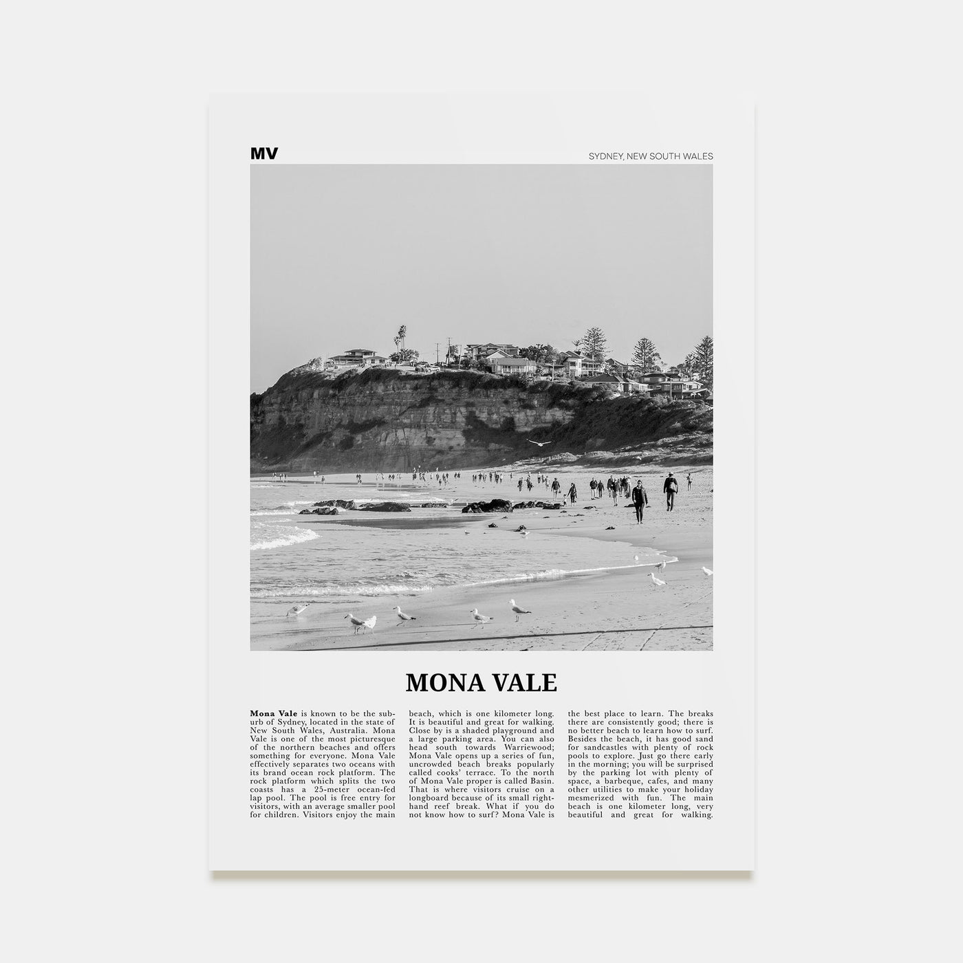 Mona Vale Travel B&W Poster