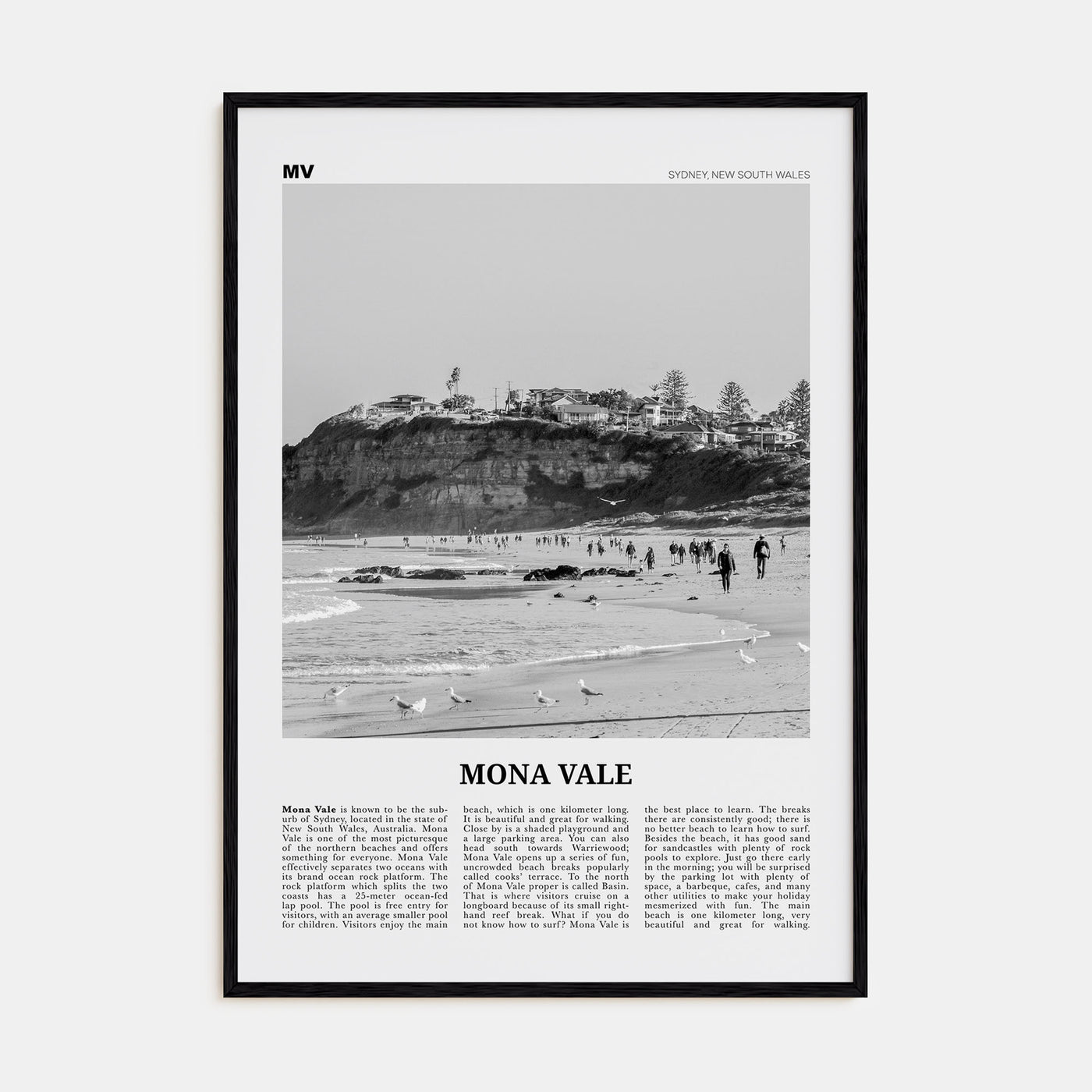 Mona Vale Travel B&W Poster
