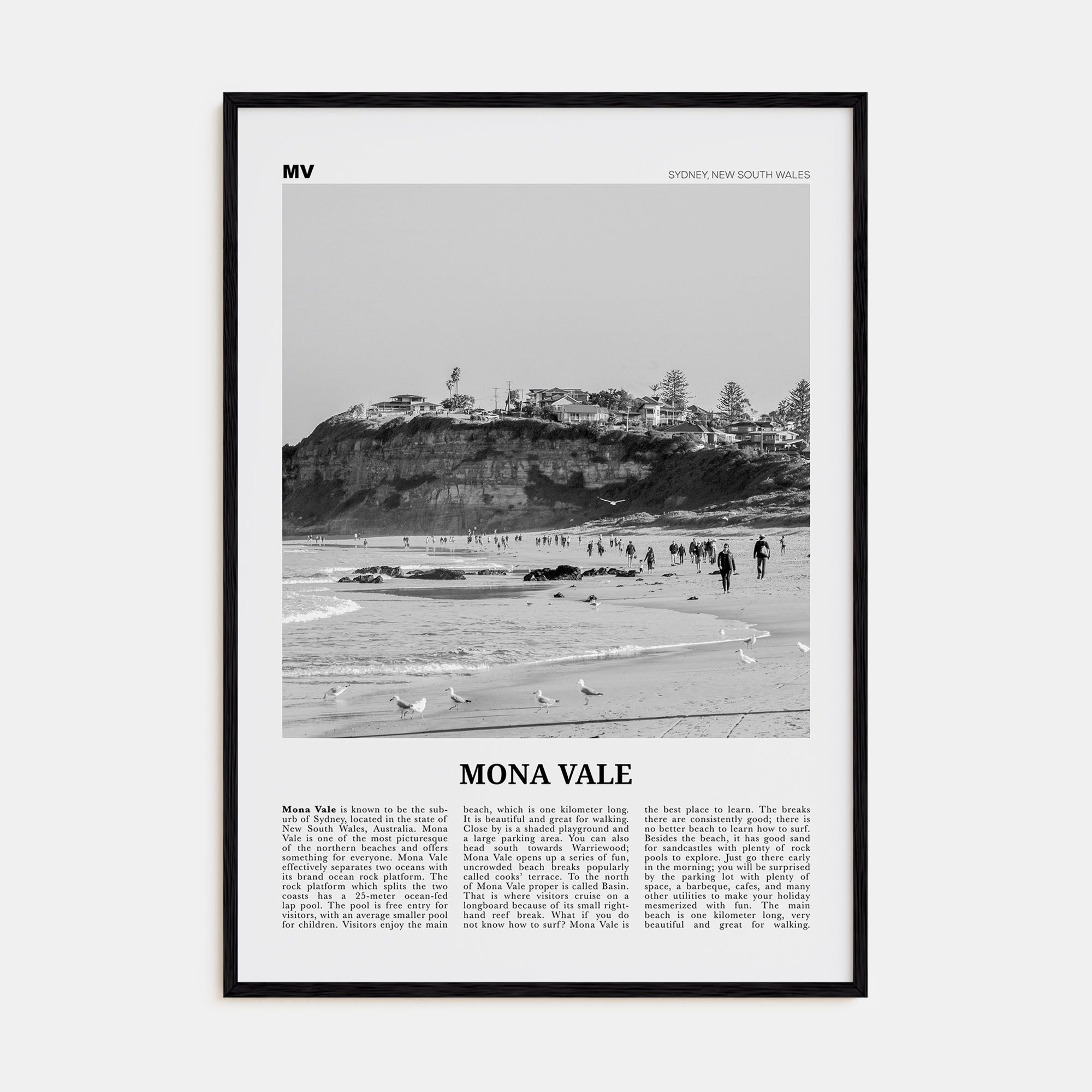 Mona Vale Travel B&W Poster