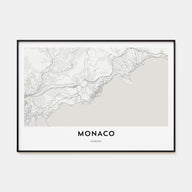 Monaco Map Landscape Poster