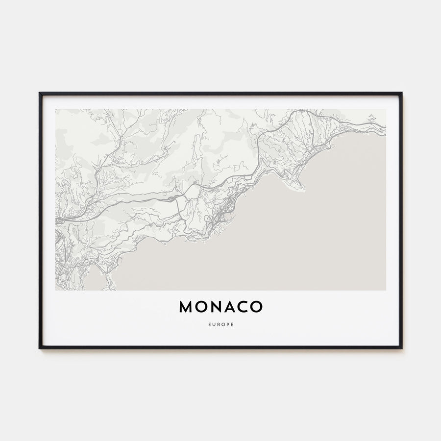 Monaco Map Landscape Poster