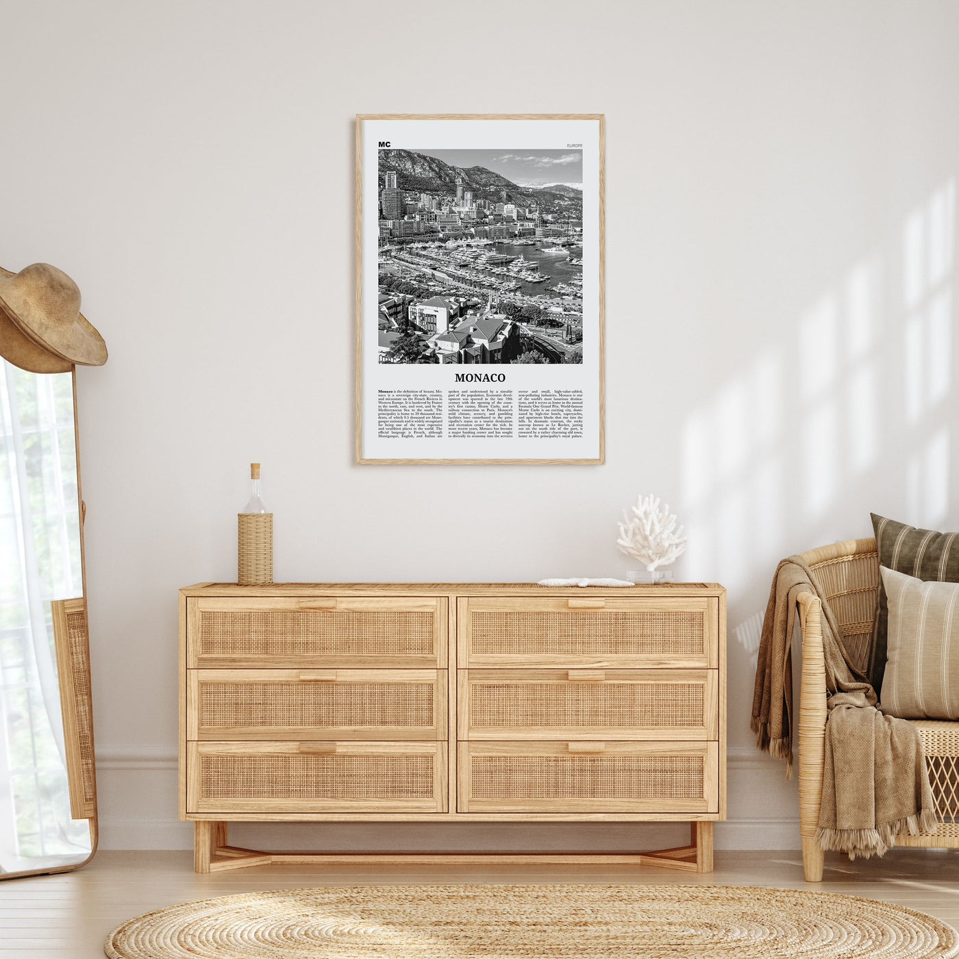 Monaco Travel B&W Poster