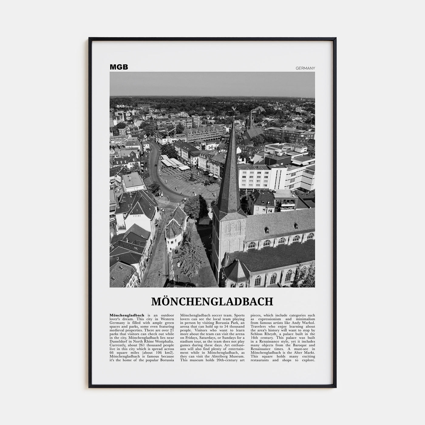 Mönchengladbach Travel B&W Poster