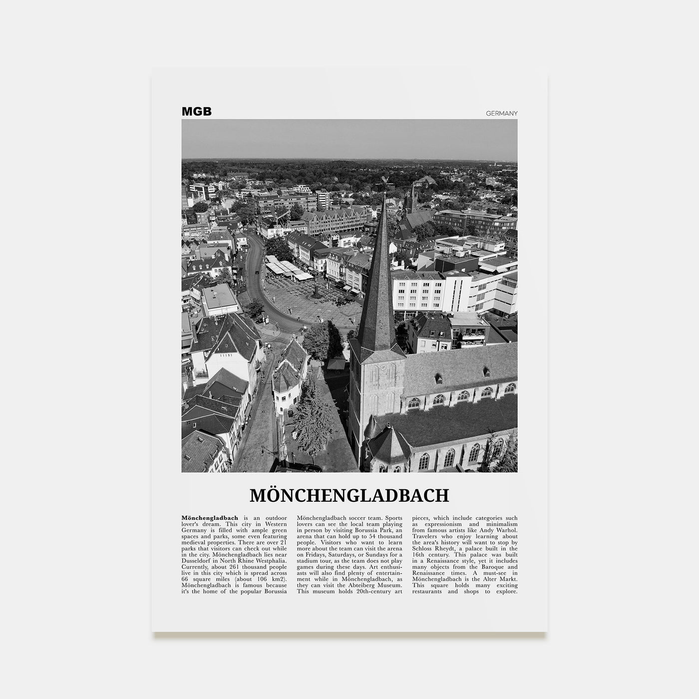 Mönchengladbach Travel B&W Poster