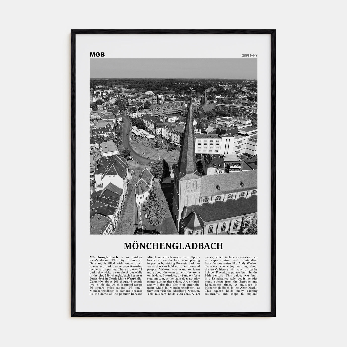 Mönchengladbach Travel B&W Poster