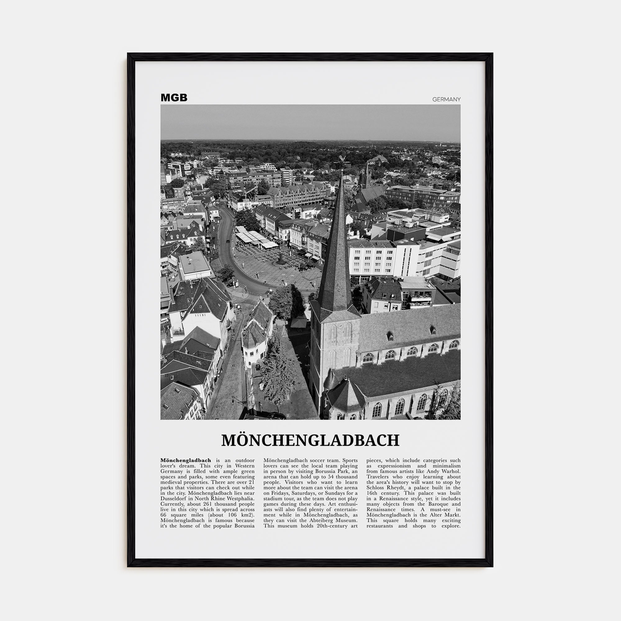 Mönchengladbach Travel B&W Poster