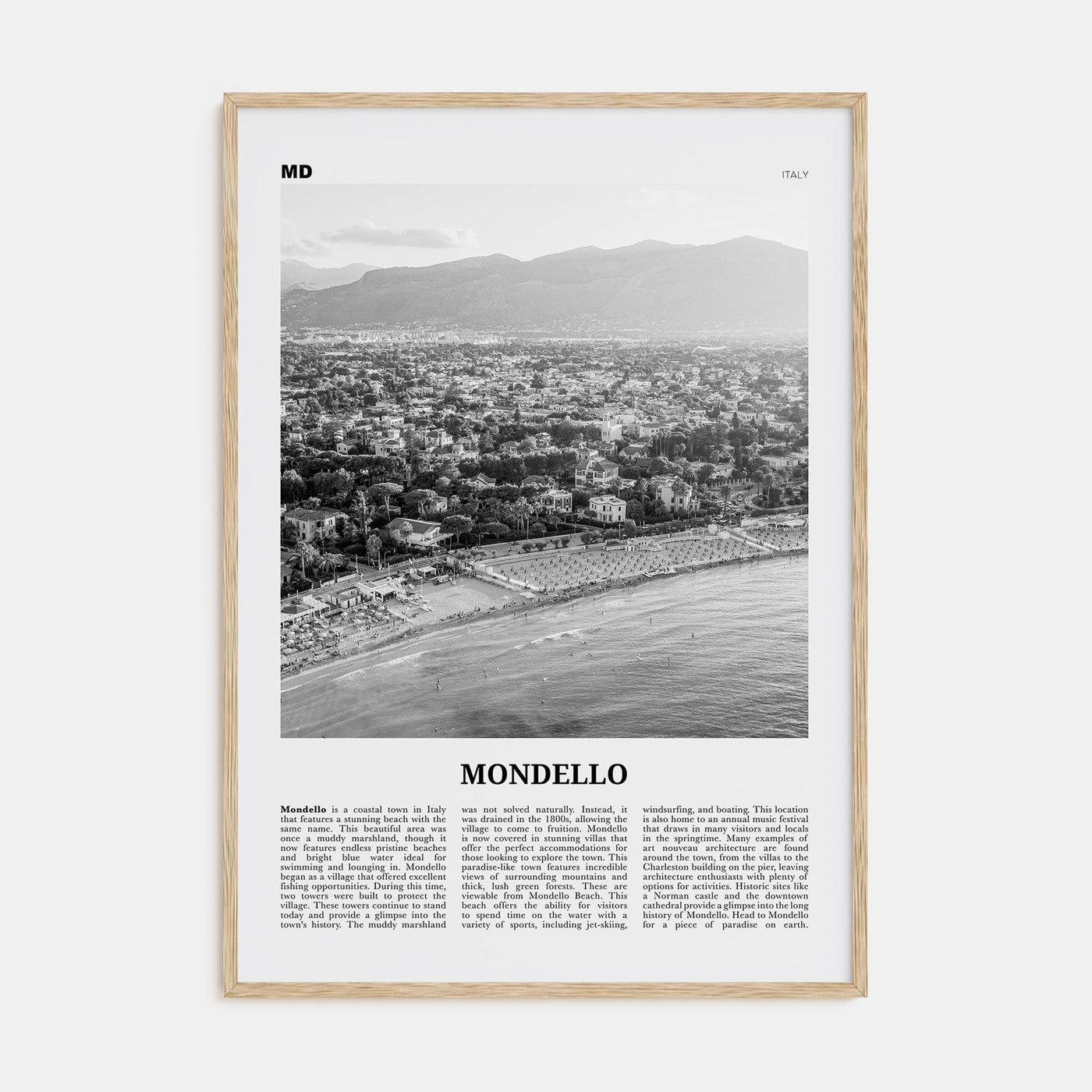 Mondello Travel B&W Poster