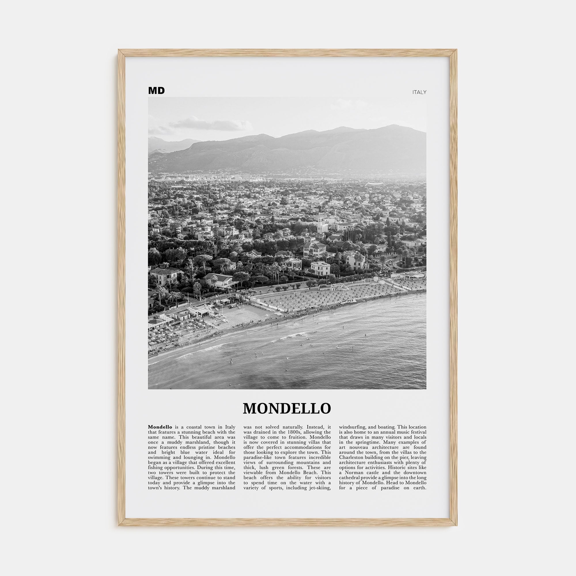 Mondello Travel B&W Poster