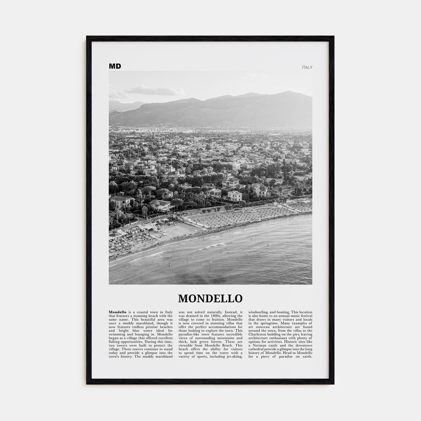 Mondello Travel B&W Poster