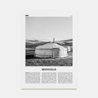 Mongolia Travel B&W Poster