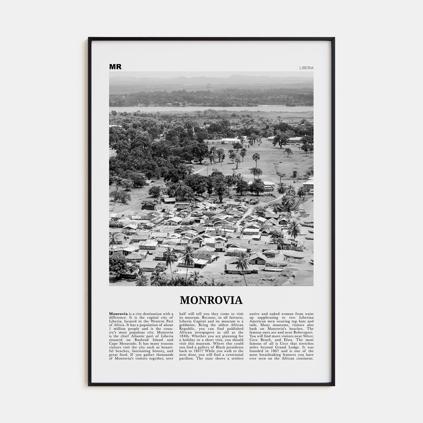 Monrovia Travel B&W Poster