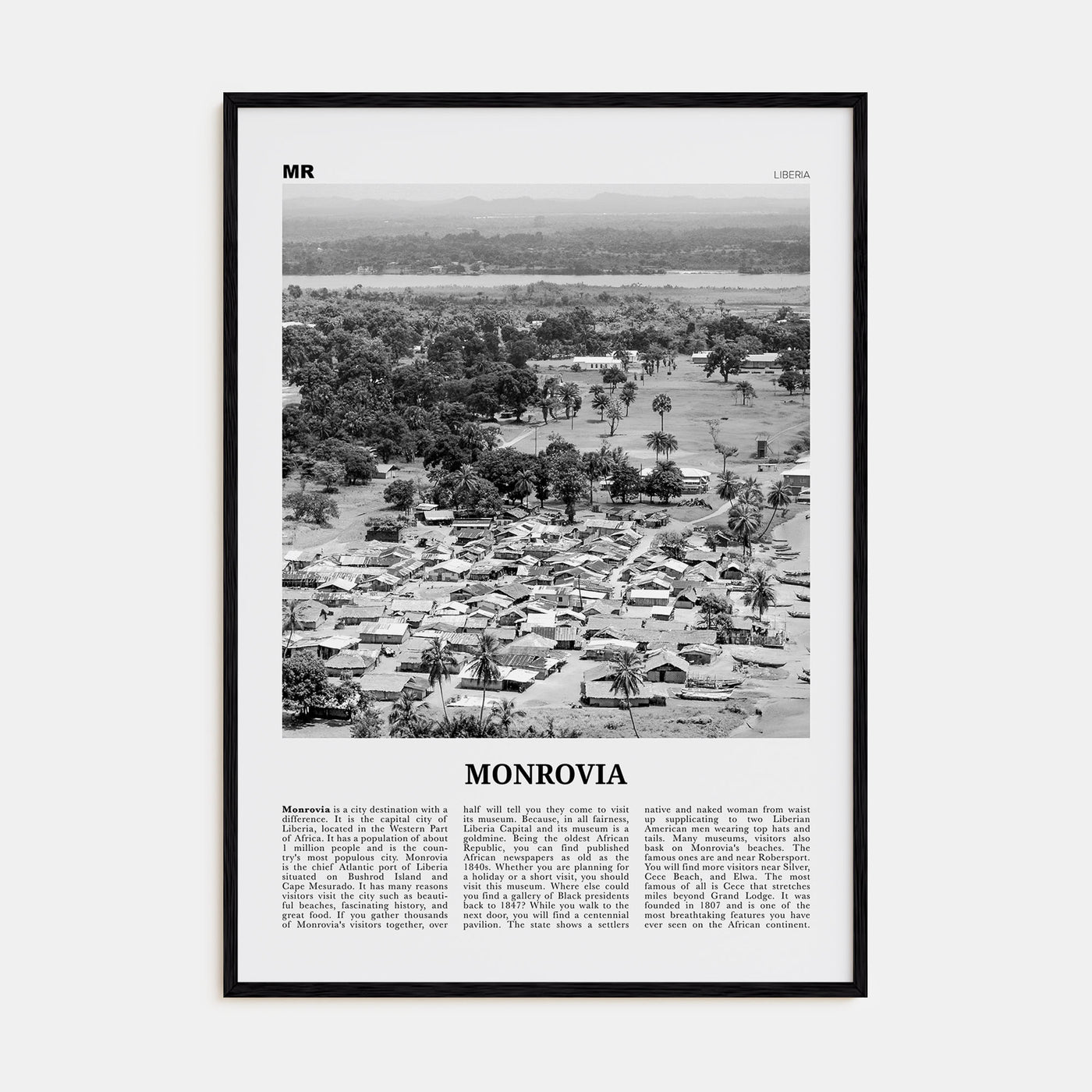 Monrovia Travel B&W Poster
