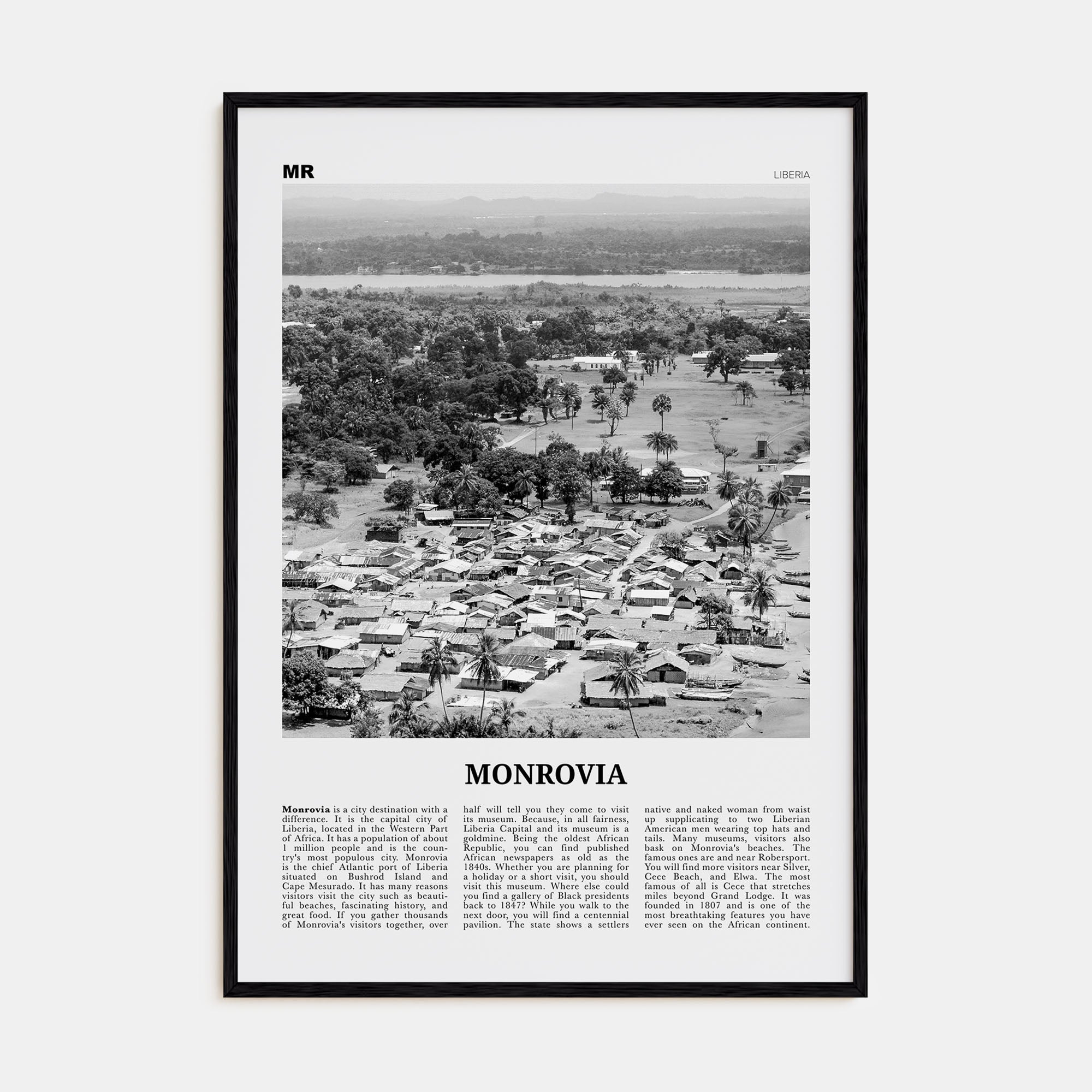 Monrovia Travel B&W Poster