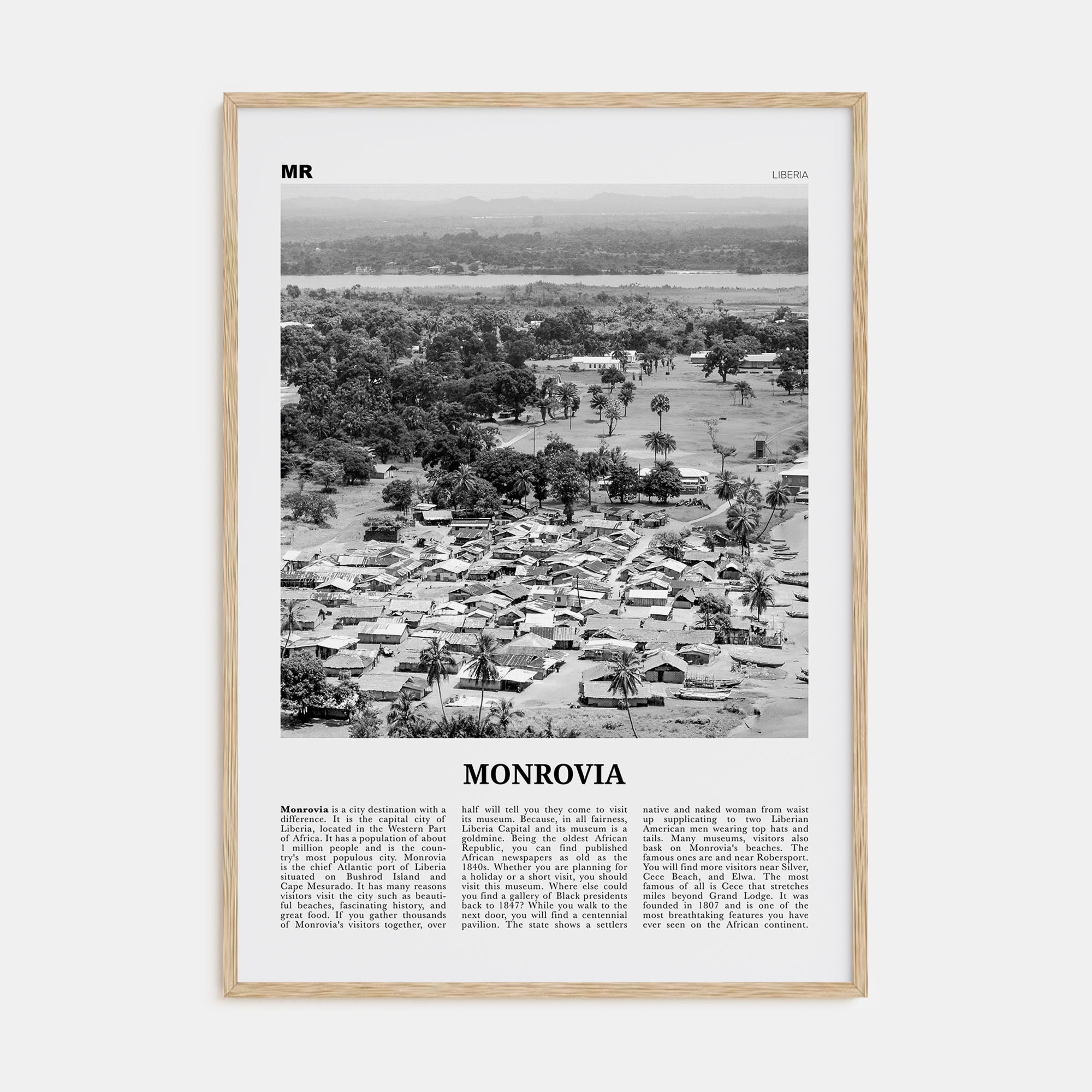 Monrovia Travel B&W Poster