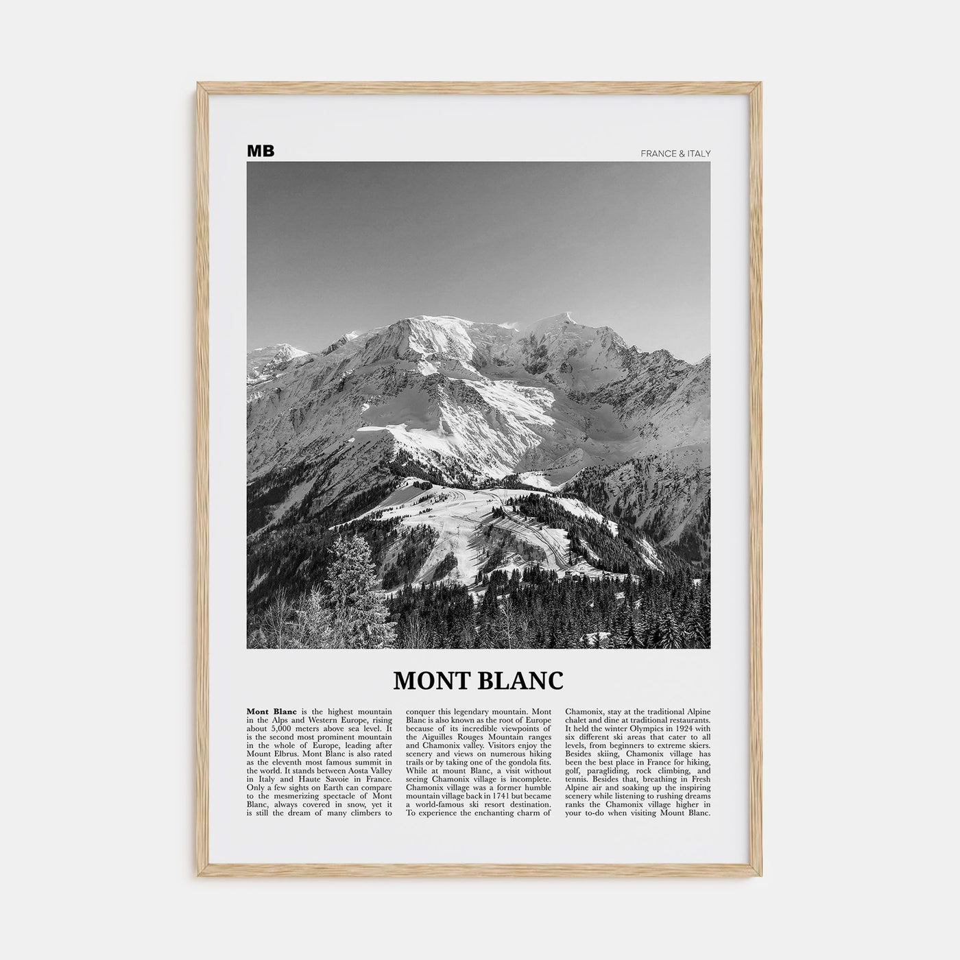 Mont Blanc Travel B&W Poster