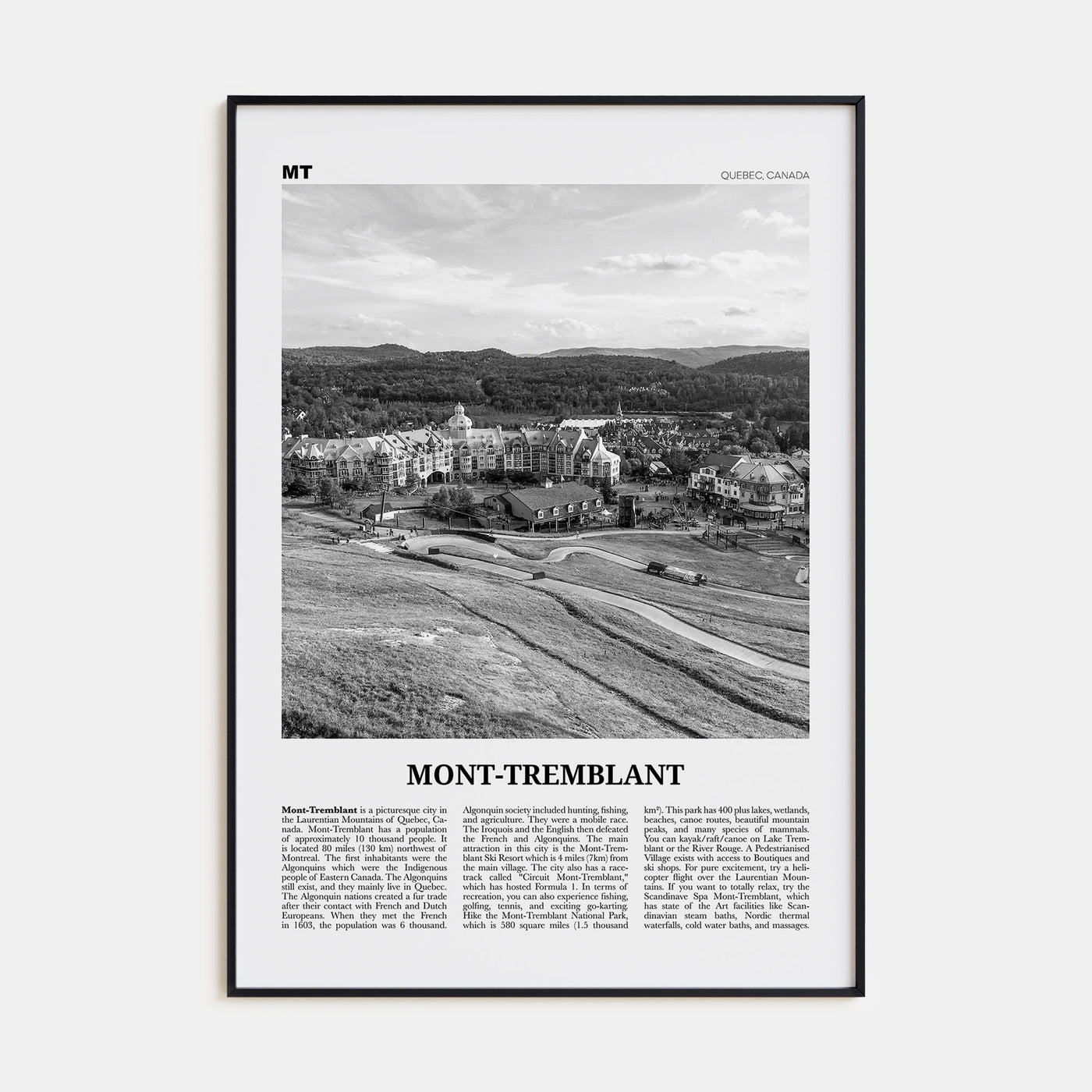 Mont-Tremblant Travel B&W Poster