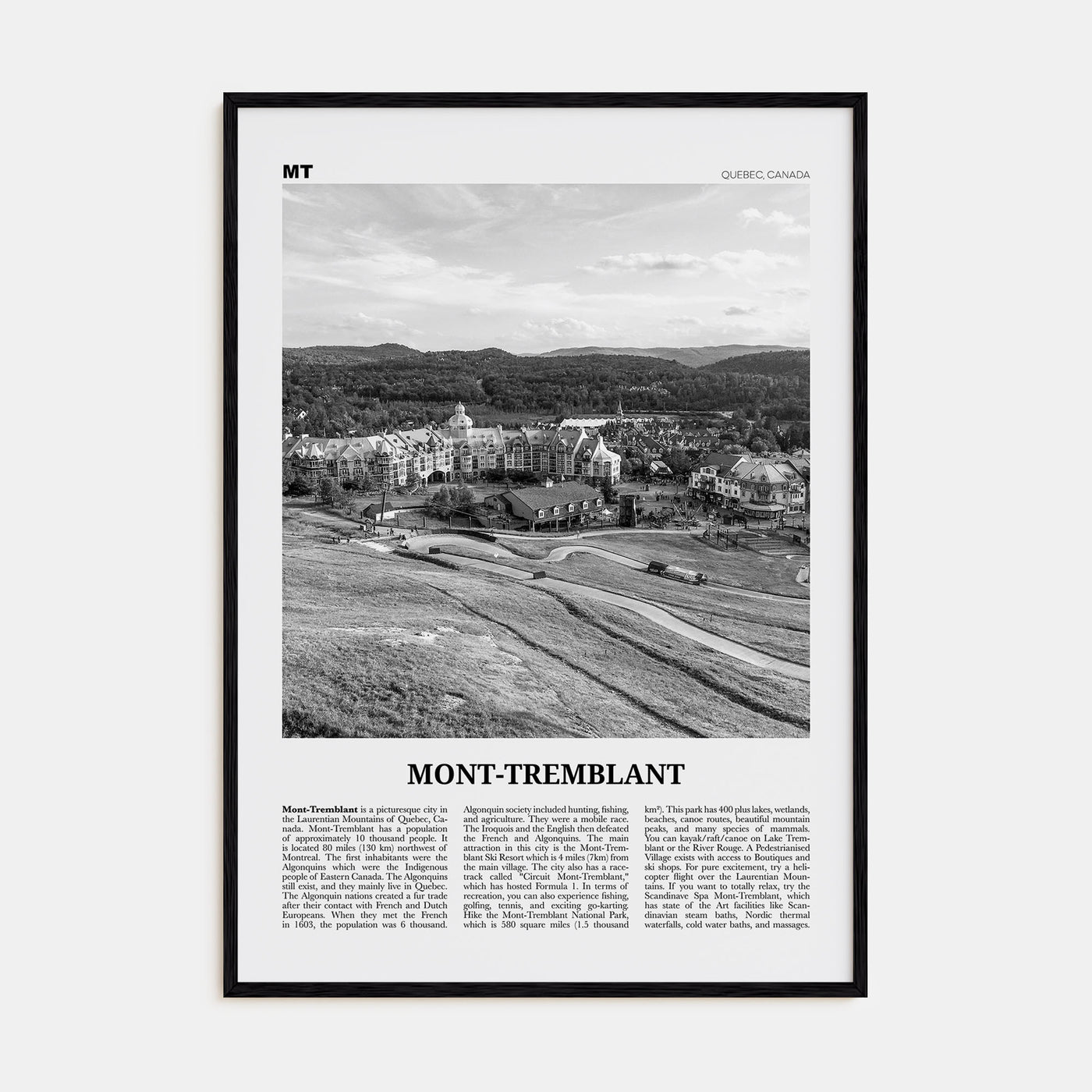 Mont-Tremblant Travel B&W Poster
