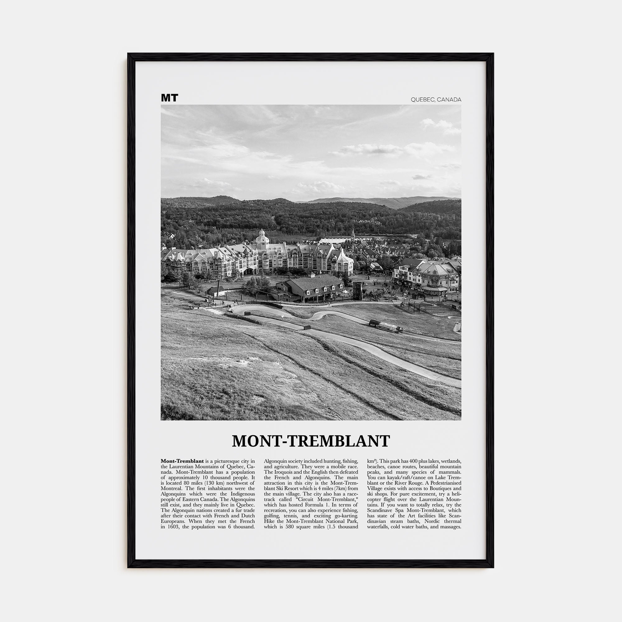 Mont-Tremblant Travel B&W Poster