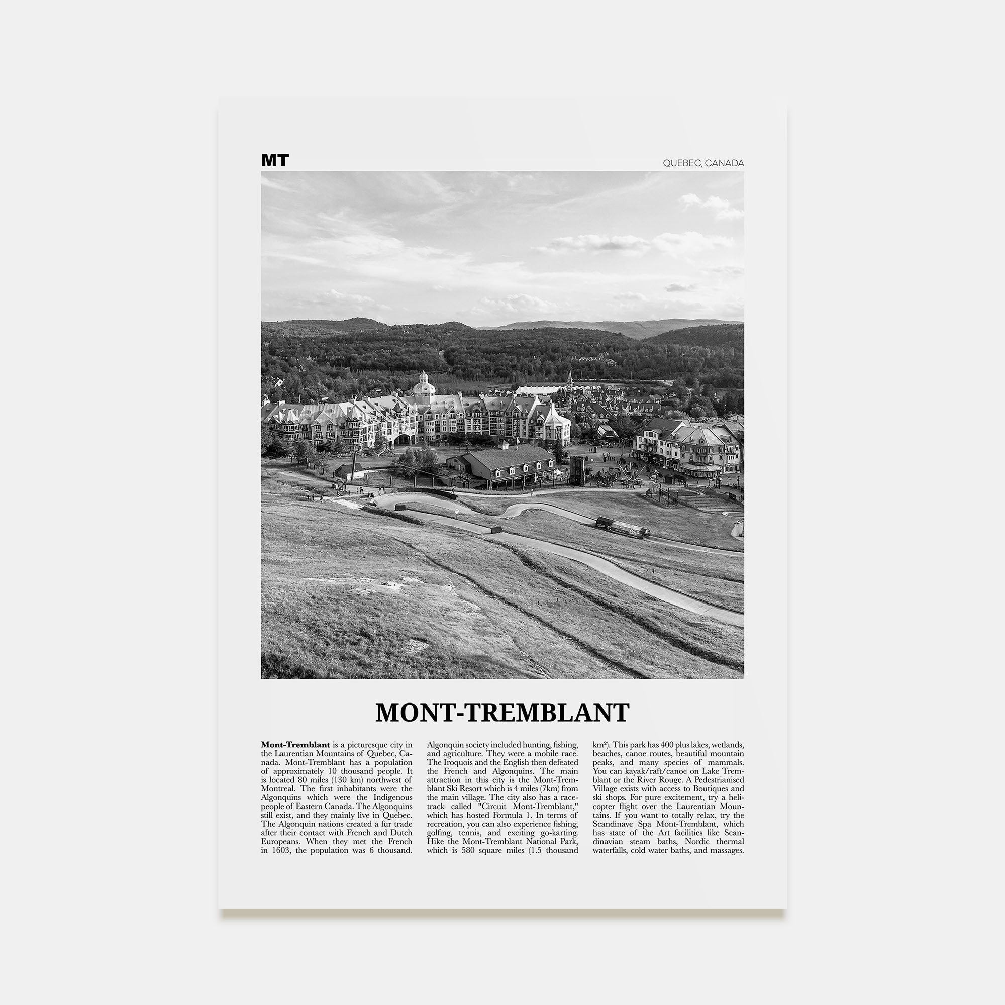 Mont-Tremblant Travel B&W Poster