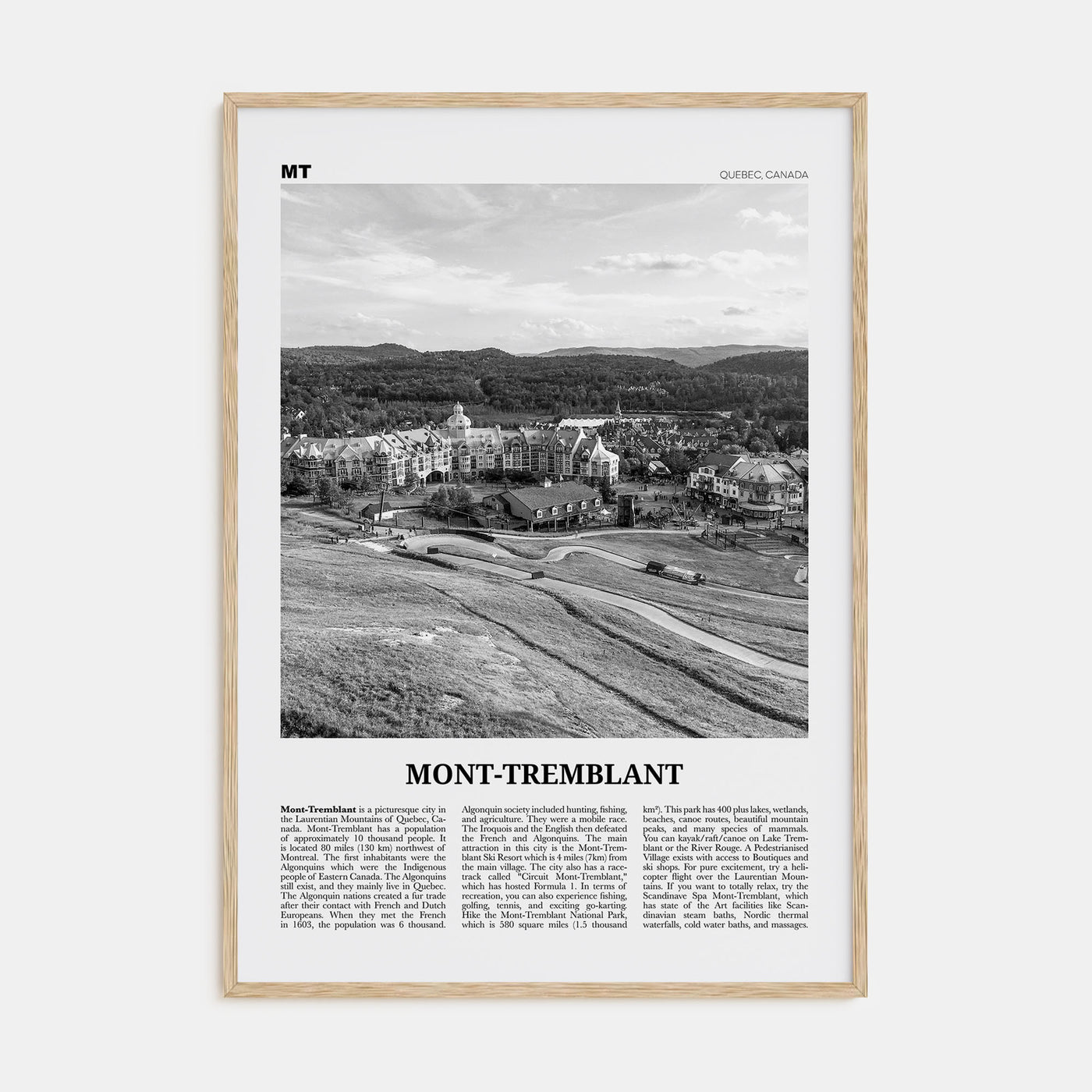 Mont-Tremblant Travel B&W Poster