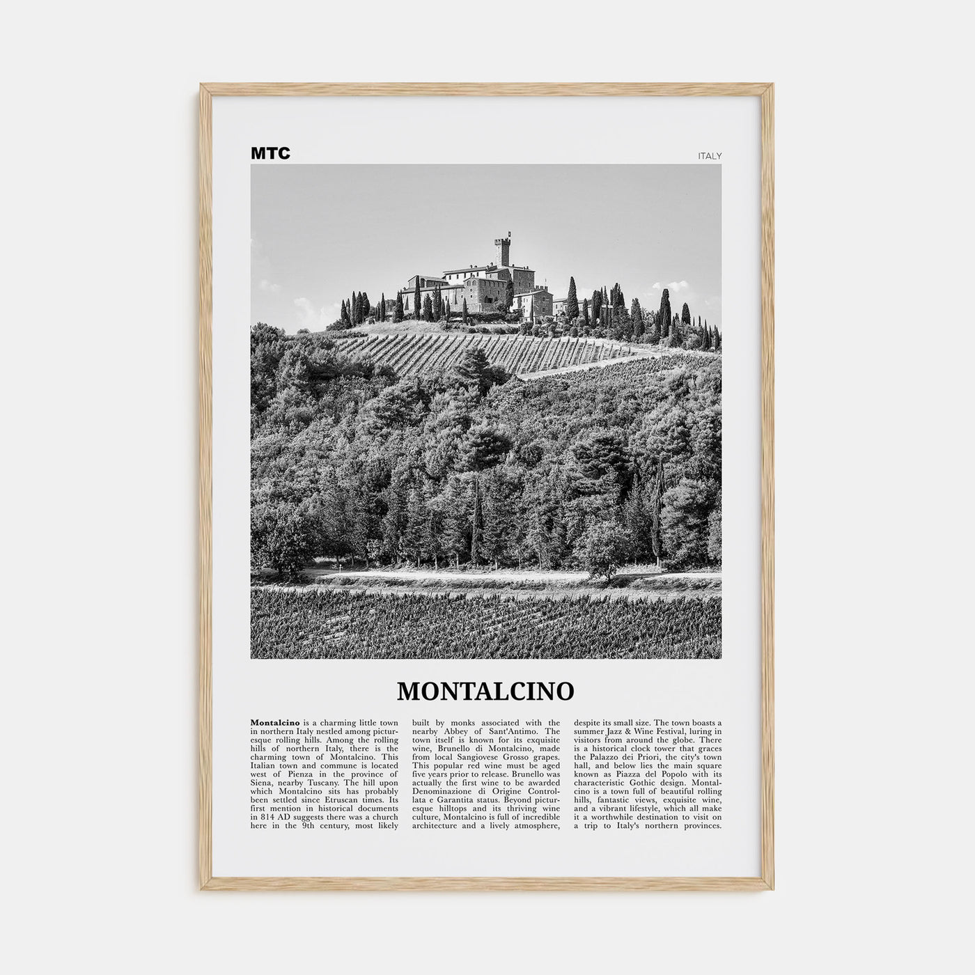 Montalcino Travel B&W Poster