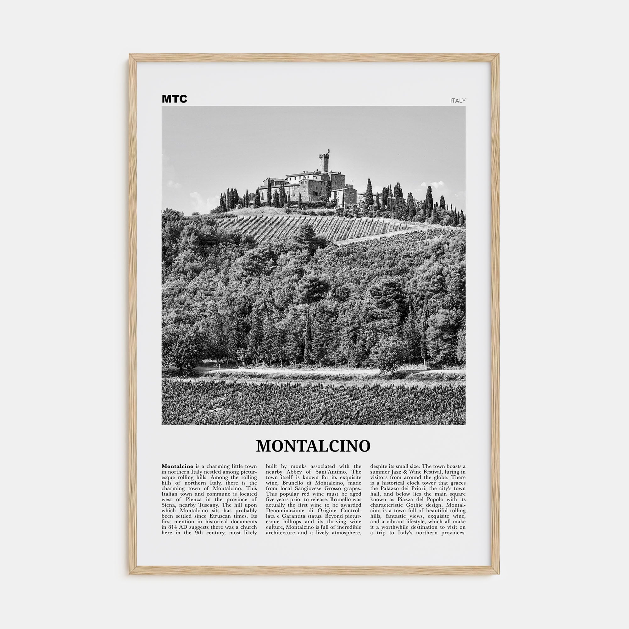 Montalcino Travel B&W Poster