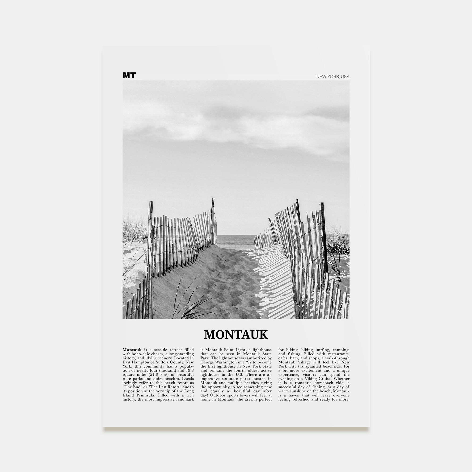 Montauk Travel B&W No 1 Poster