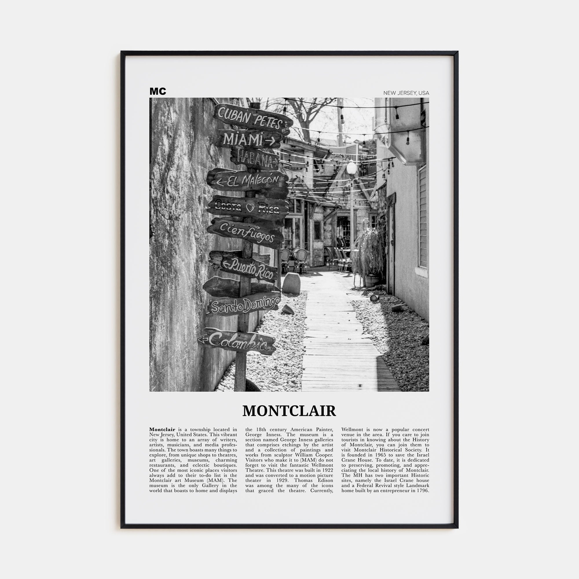 Montclair Travel B&W Poster