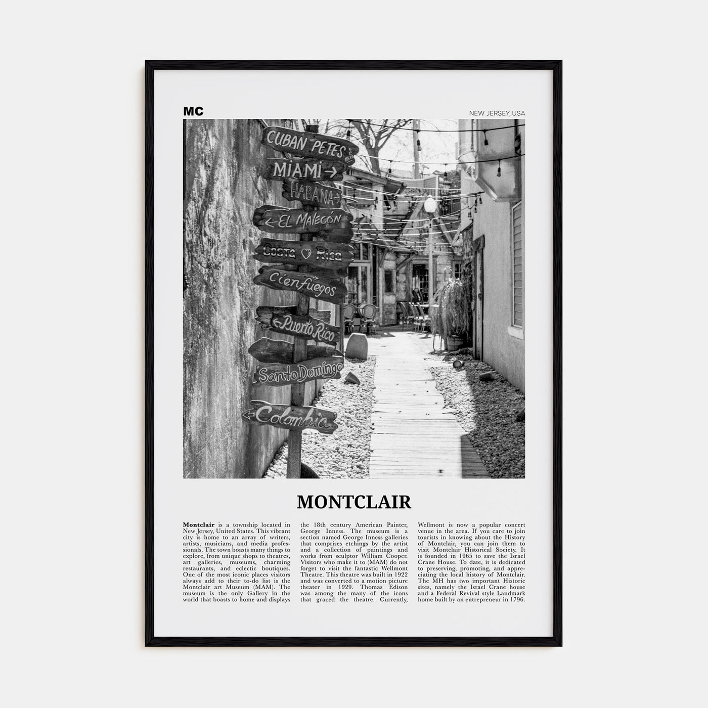 Montclair Travel B&W Poster
