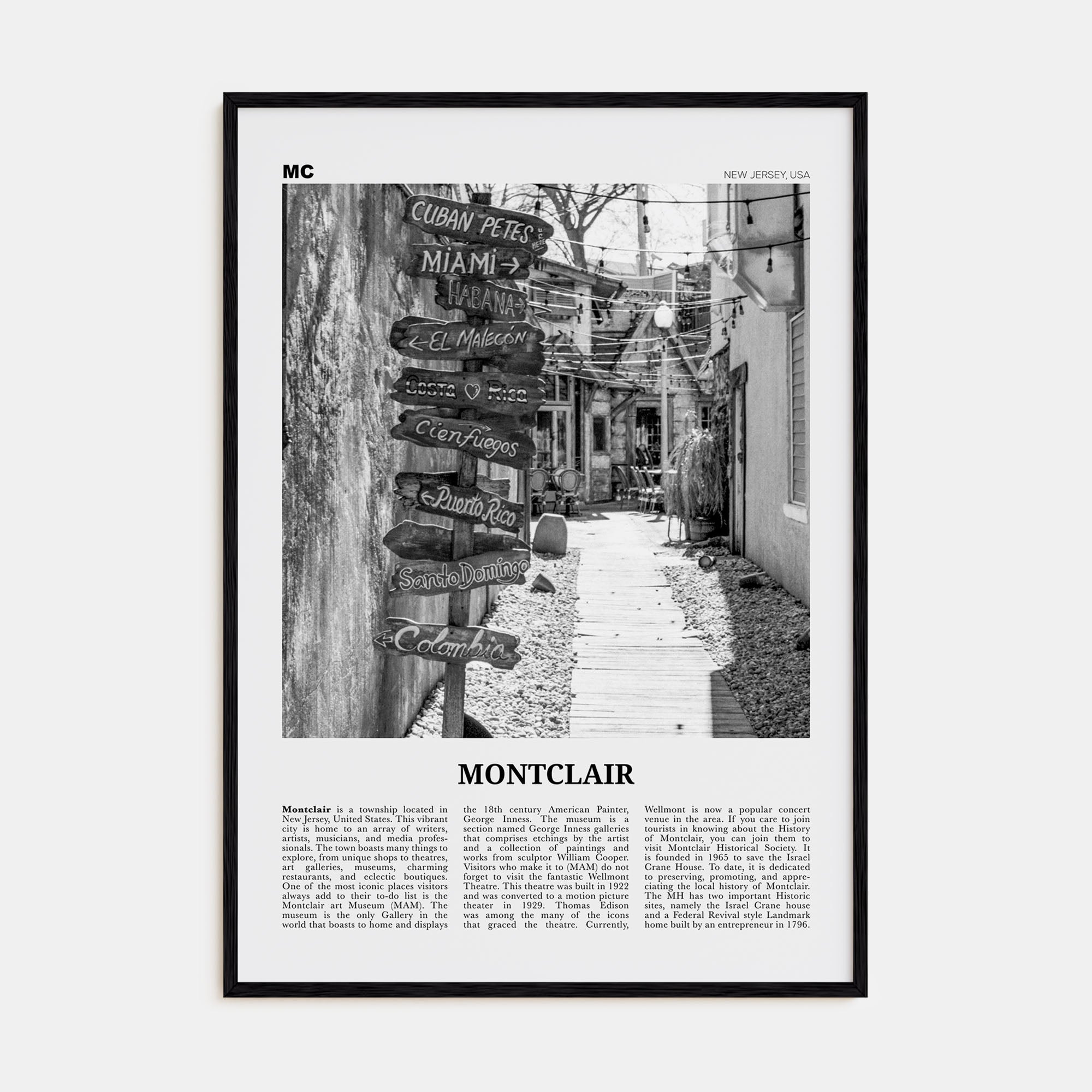 Montclair Travel B&W Poster