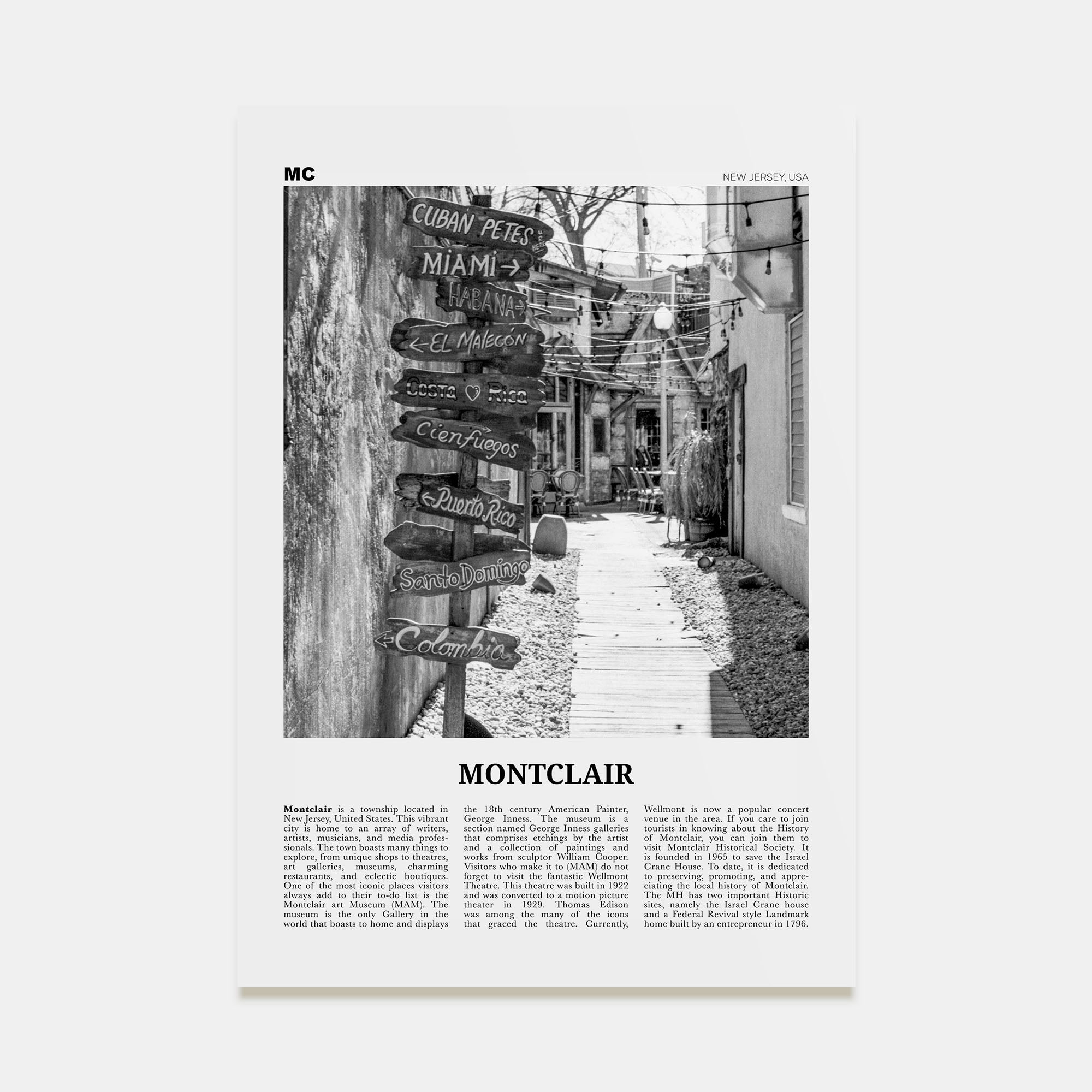 Montclair Travel B&W Poster