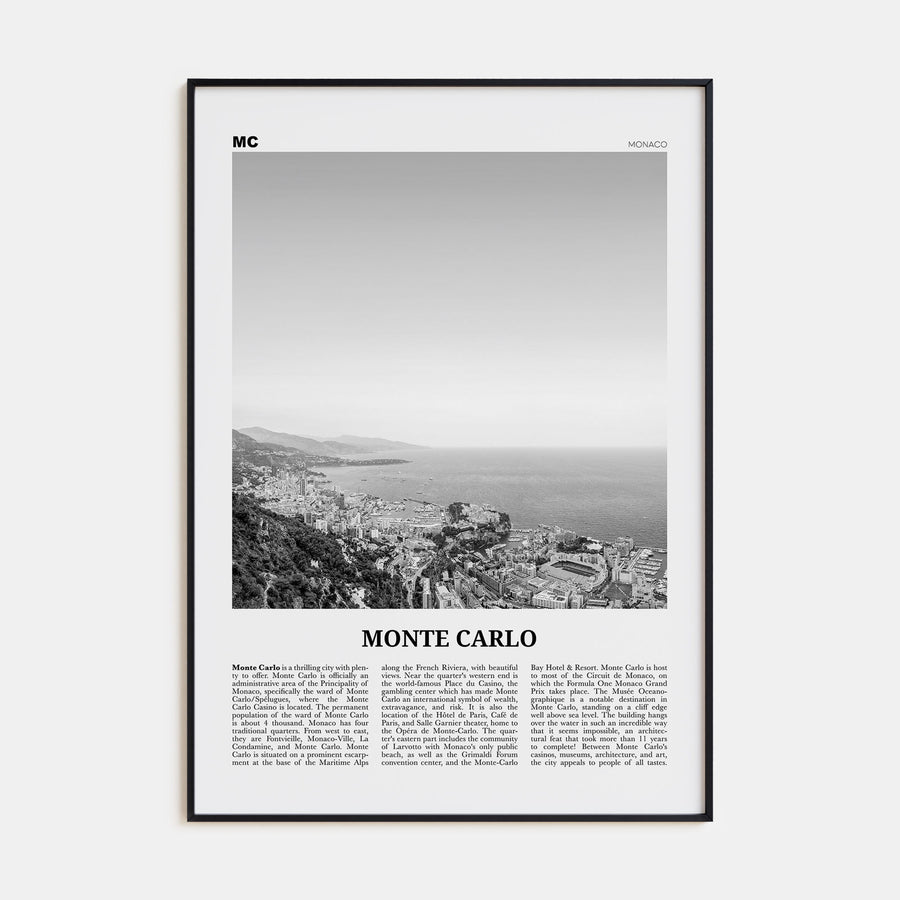 Monte Carlo Travel B&W Poster