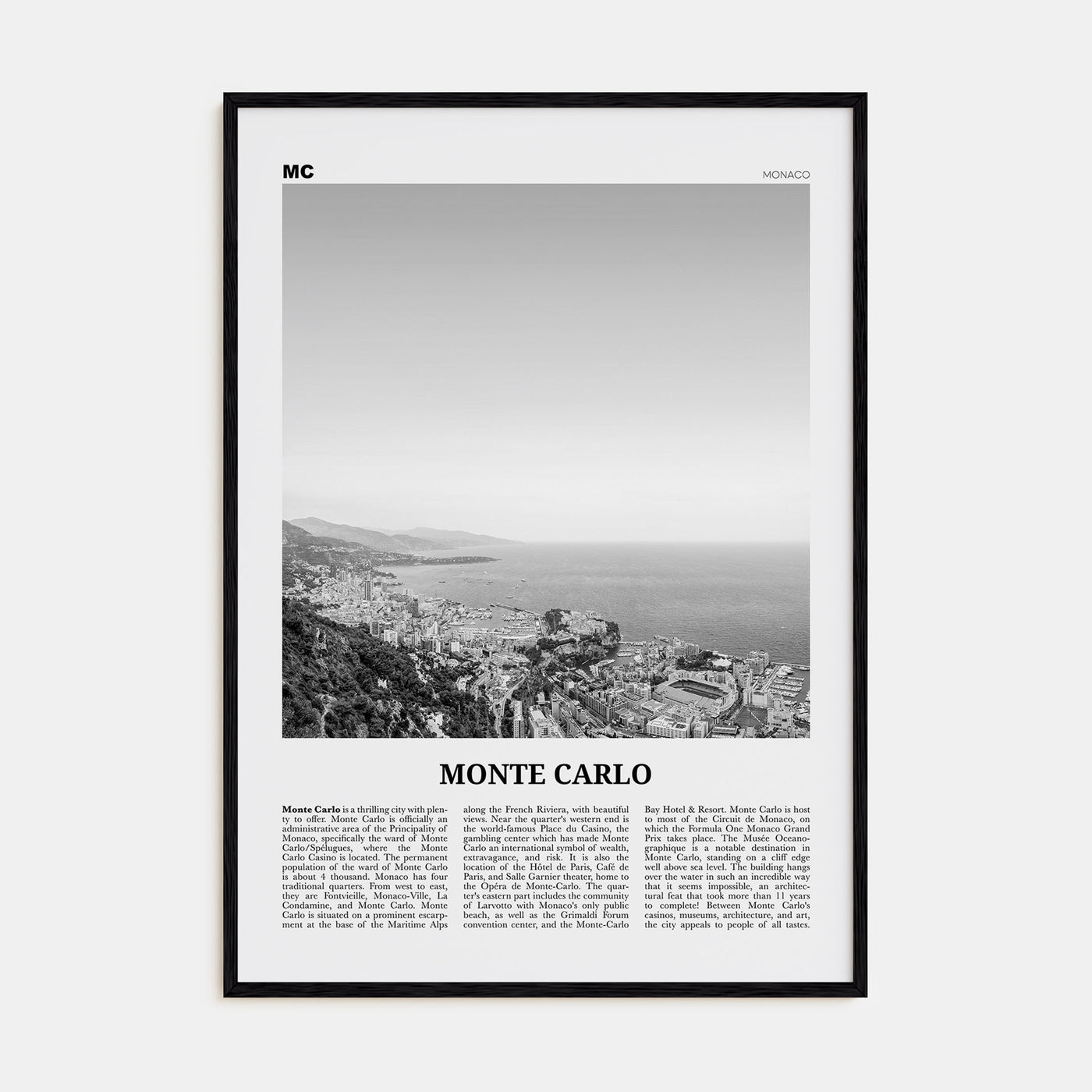 Monte Carlo Travel B&W Poster