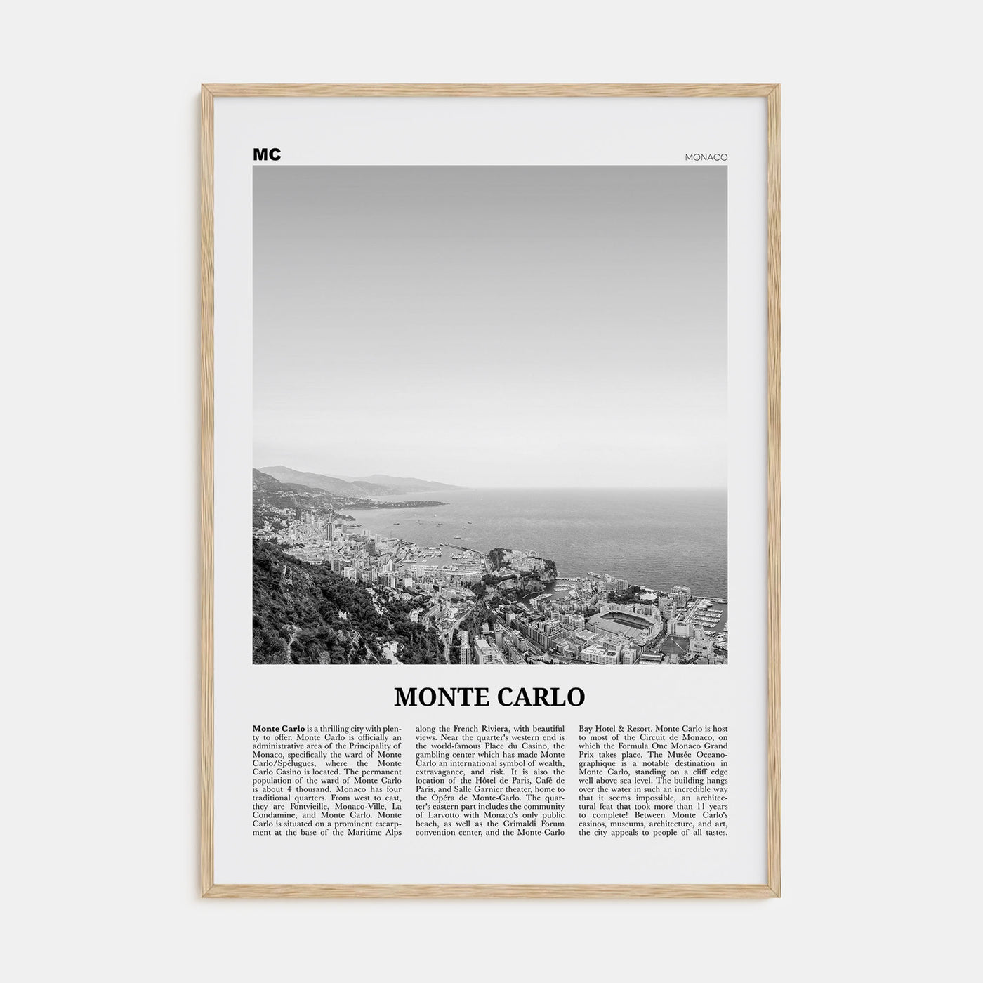 Monte Carlo Travel B&W Poster