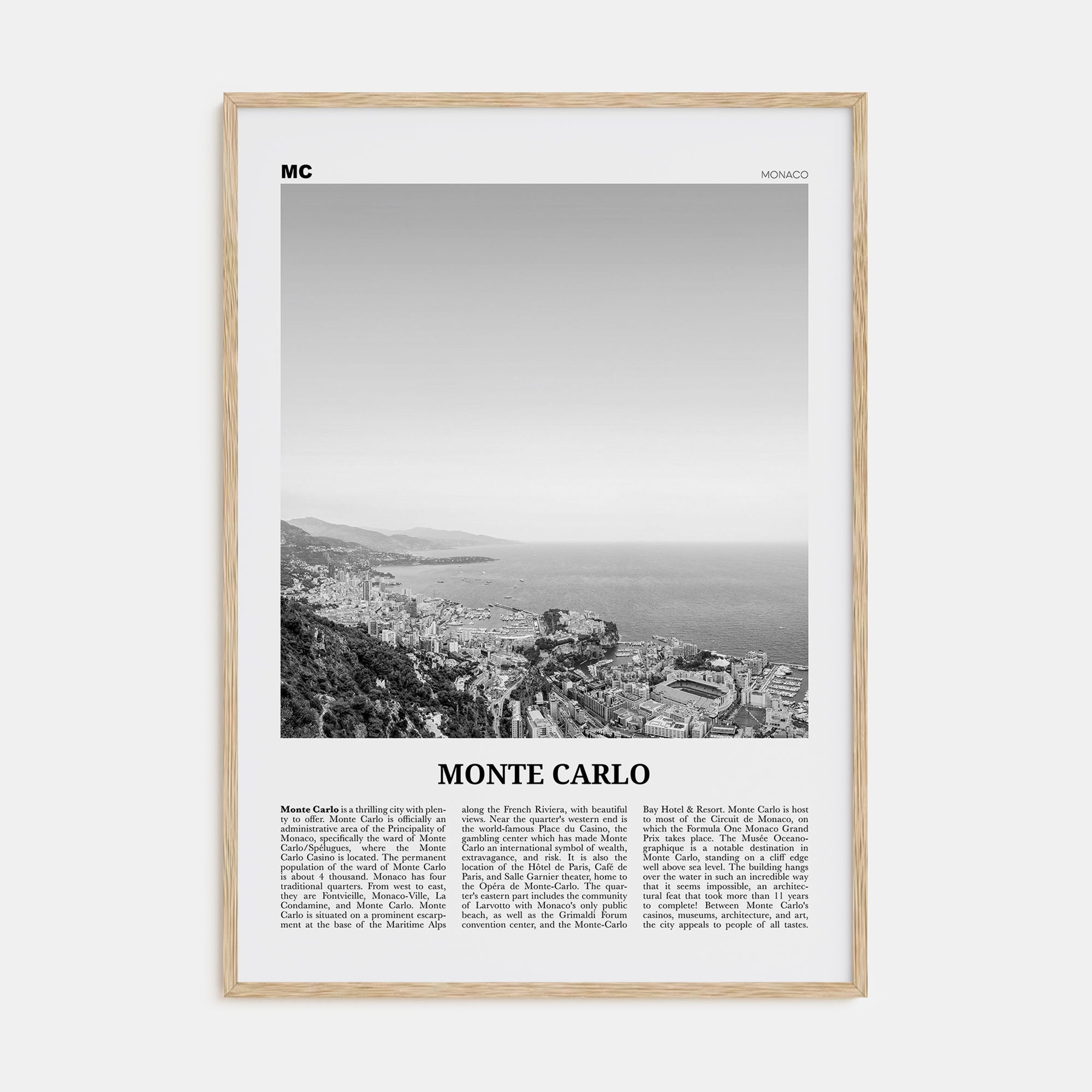 Monte Carlo Travel B&W Poster