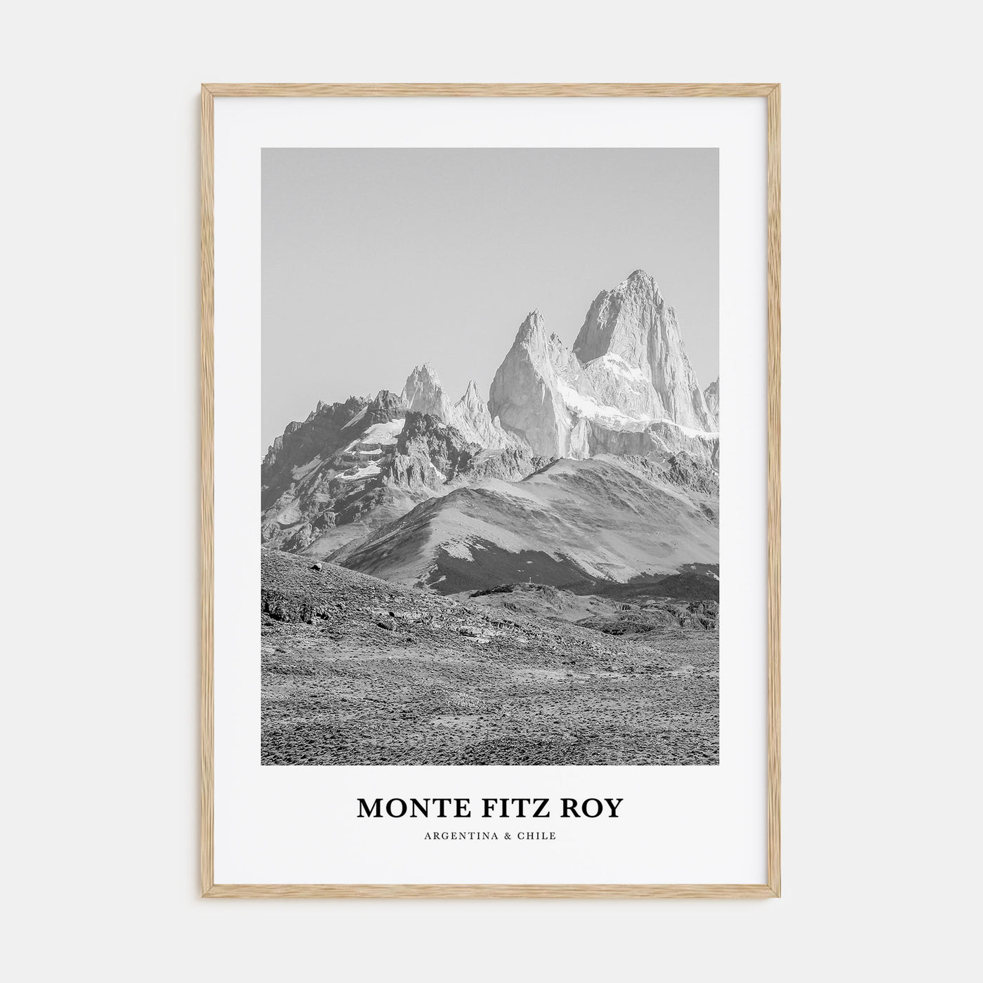 Monte Fitz Roy Portrait B&W Poster
