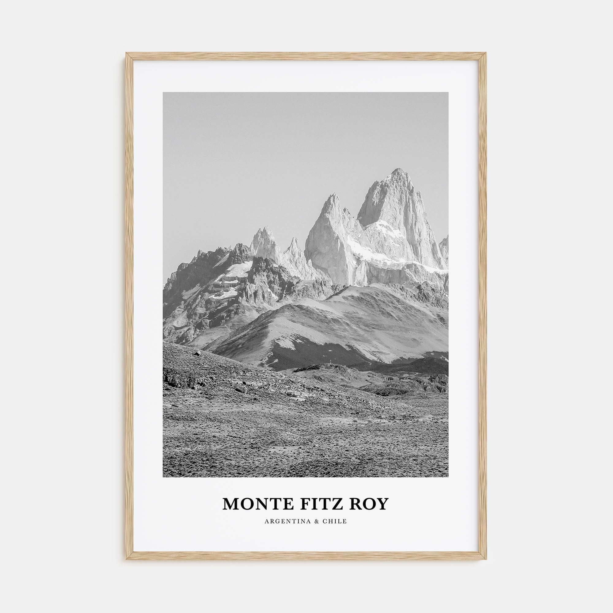 Monte Fitz Roy Portrait B&W Poster