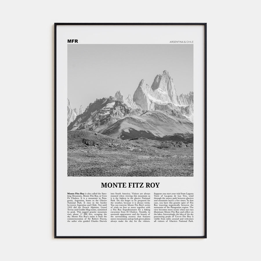 Monte Fitz Roy Travel B&W Poster