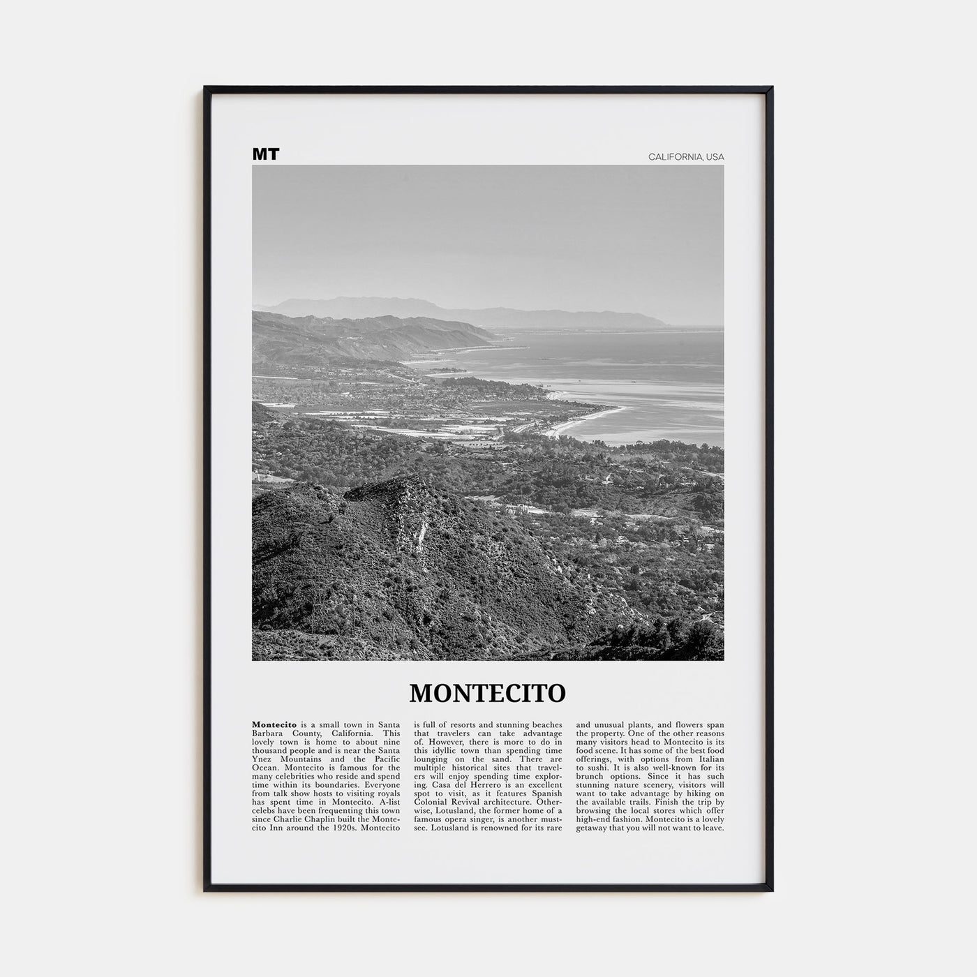Montecito Travel B&W Poster