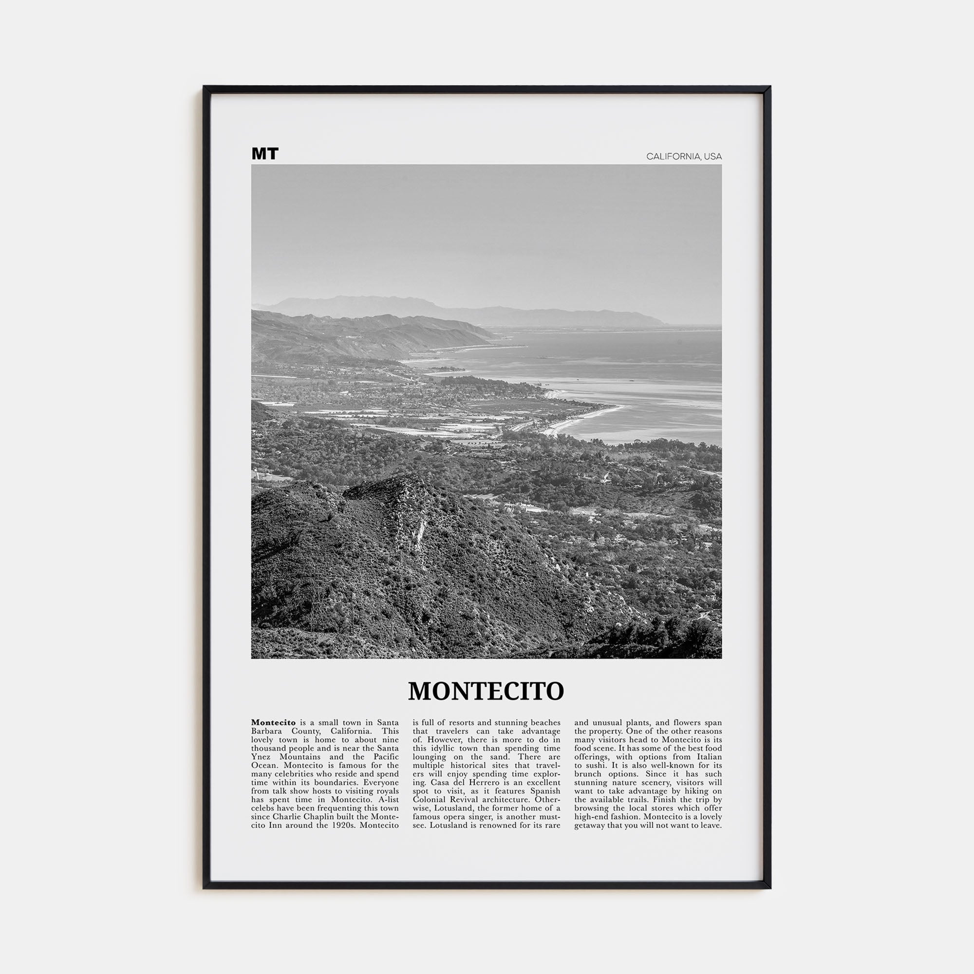 Montecito Travel B&W Poster