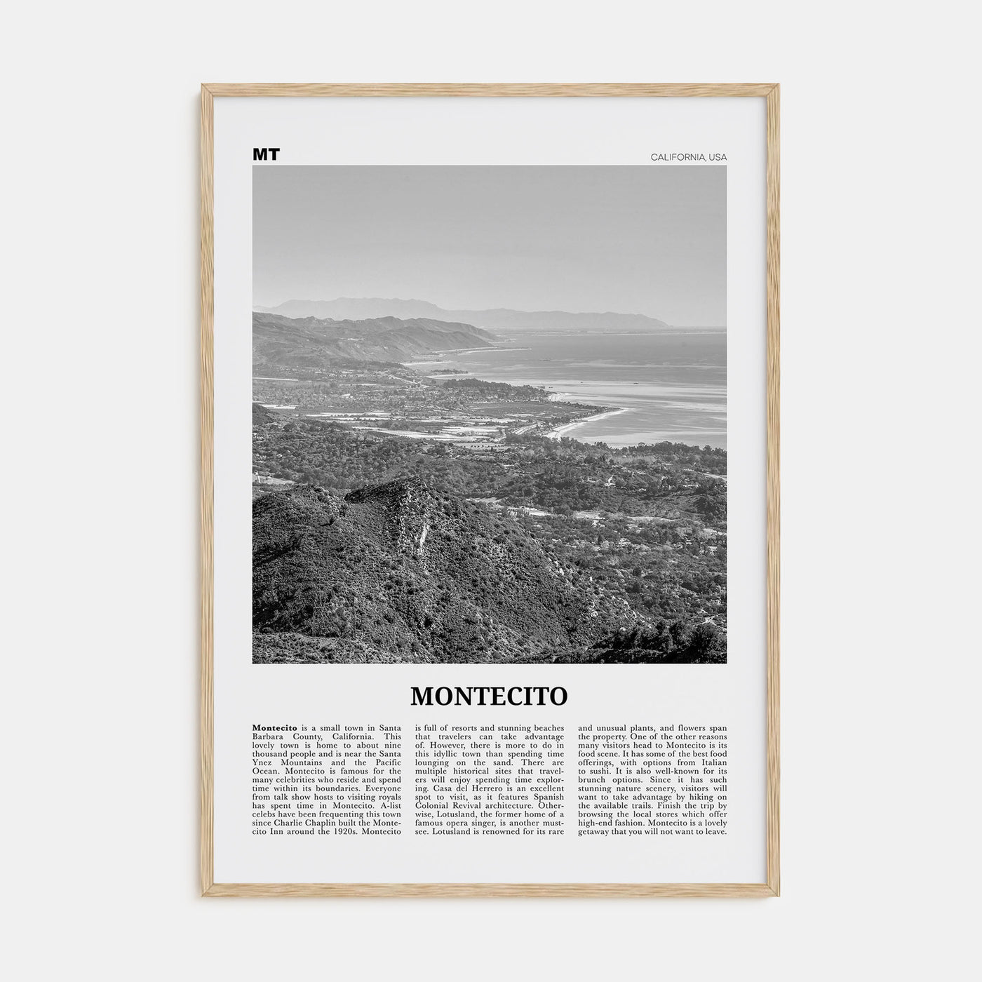 Montecito Travel B&W Poster